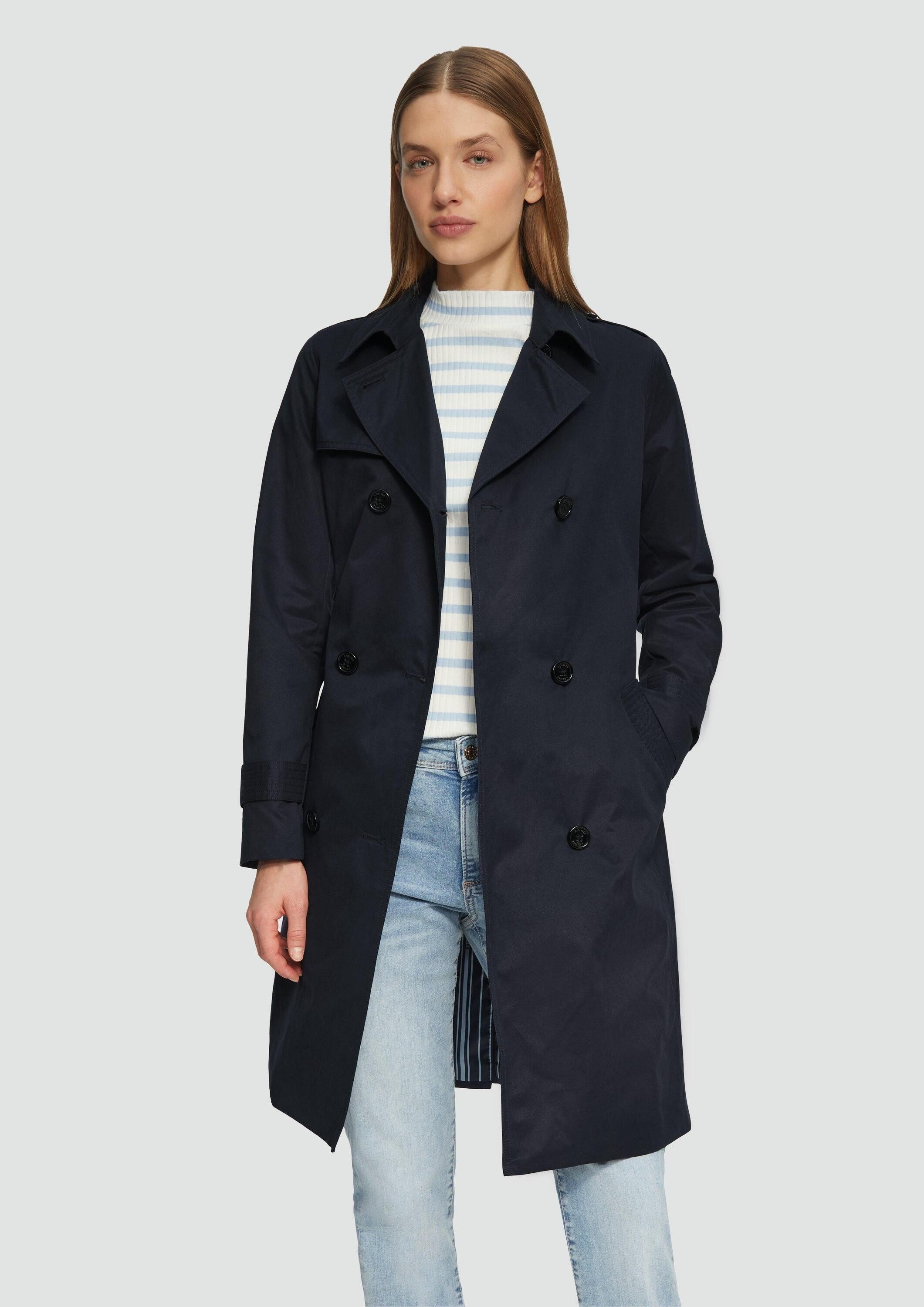 s.Oliver Trenchcoat Outdoor-Mantel Trenchcoat mit Streifen-Futter