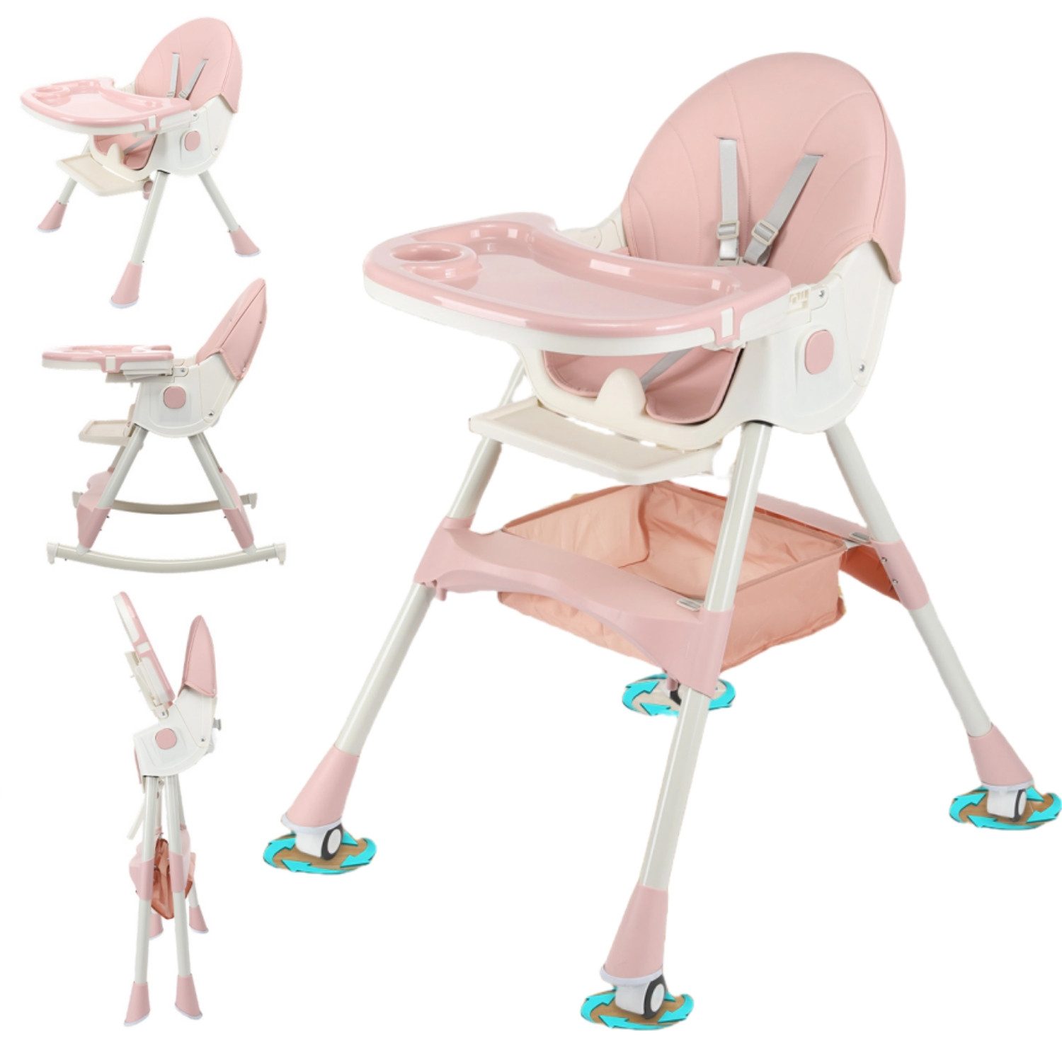 Kinderstuhl 3-in-1 Kinderstuhl, Kombistuhl, Babystuhl, höhenverstellbar klappbar