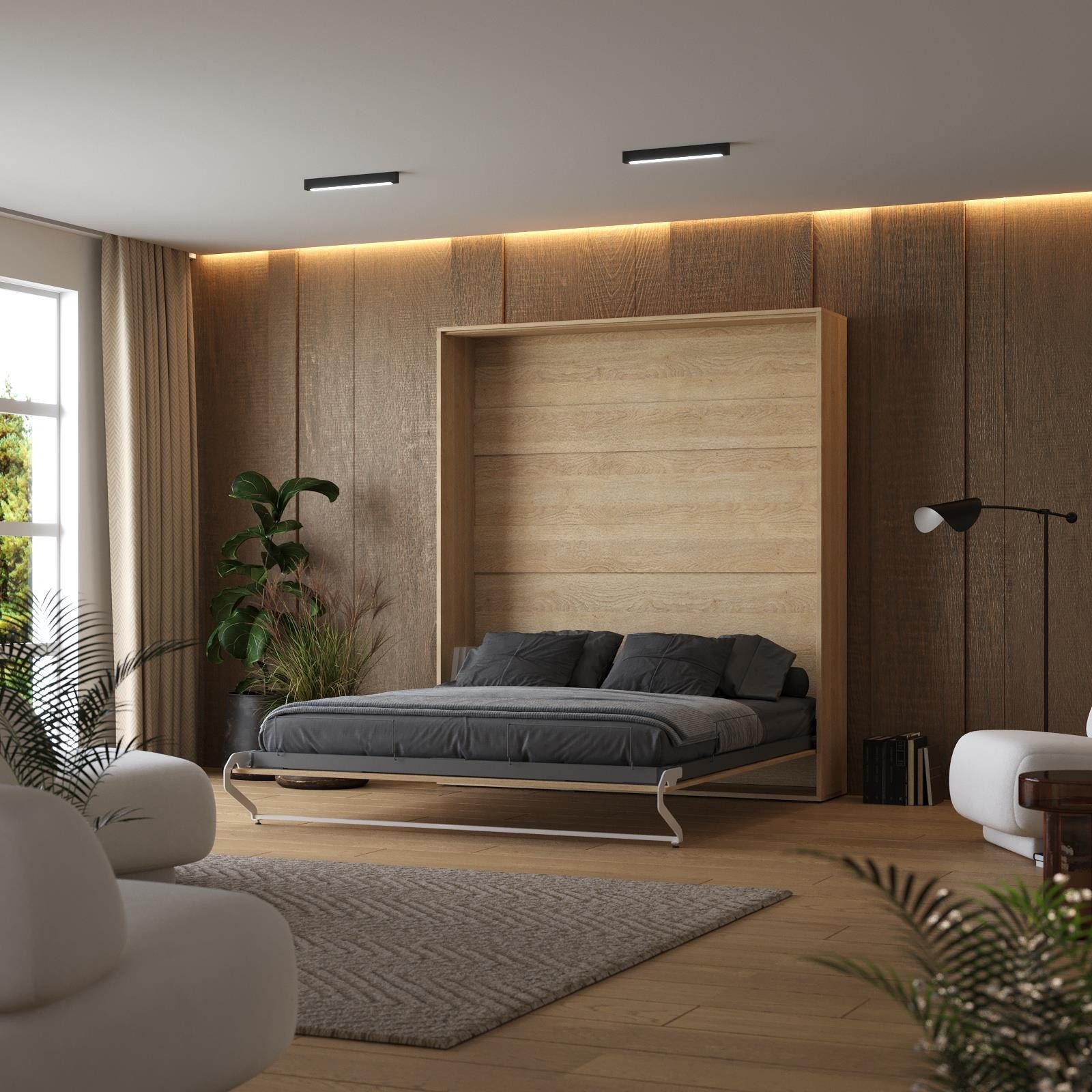 SMARTBett Schrankbett Schrankbett M1 160x200 Vertikal Kaiserberg Eiche (Sch günstig online kaufen