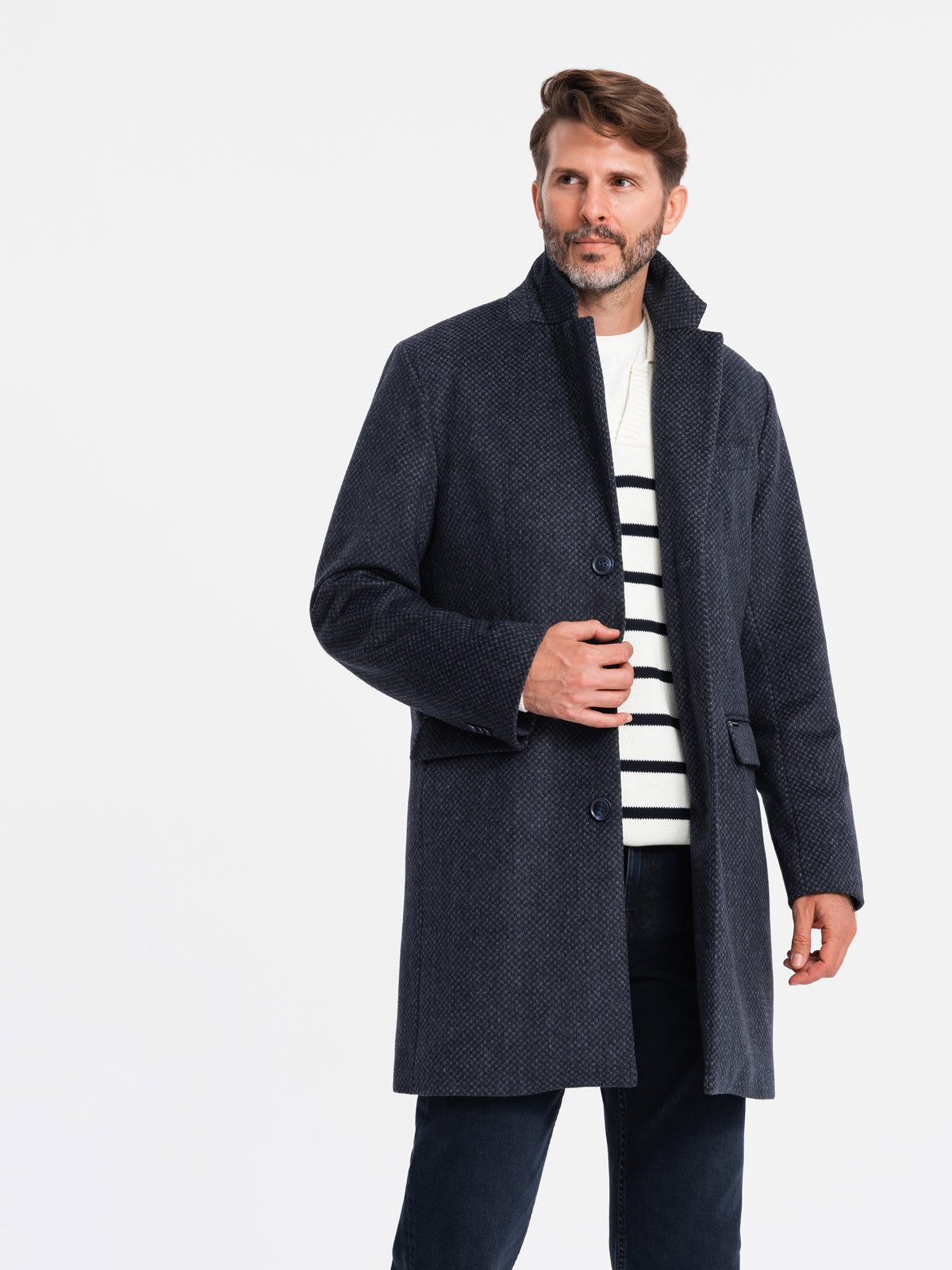 OMBRE Langmantel Herrenmantel aus Wollgemisch günstig online kaufen