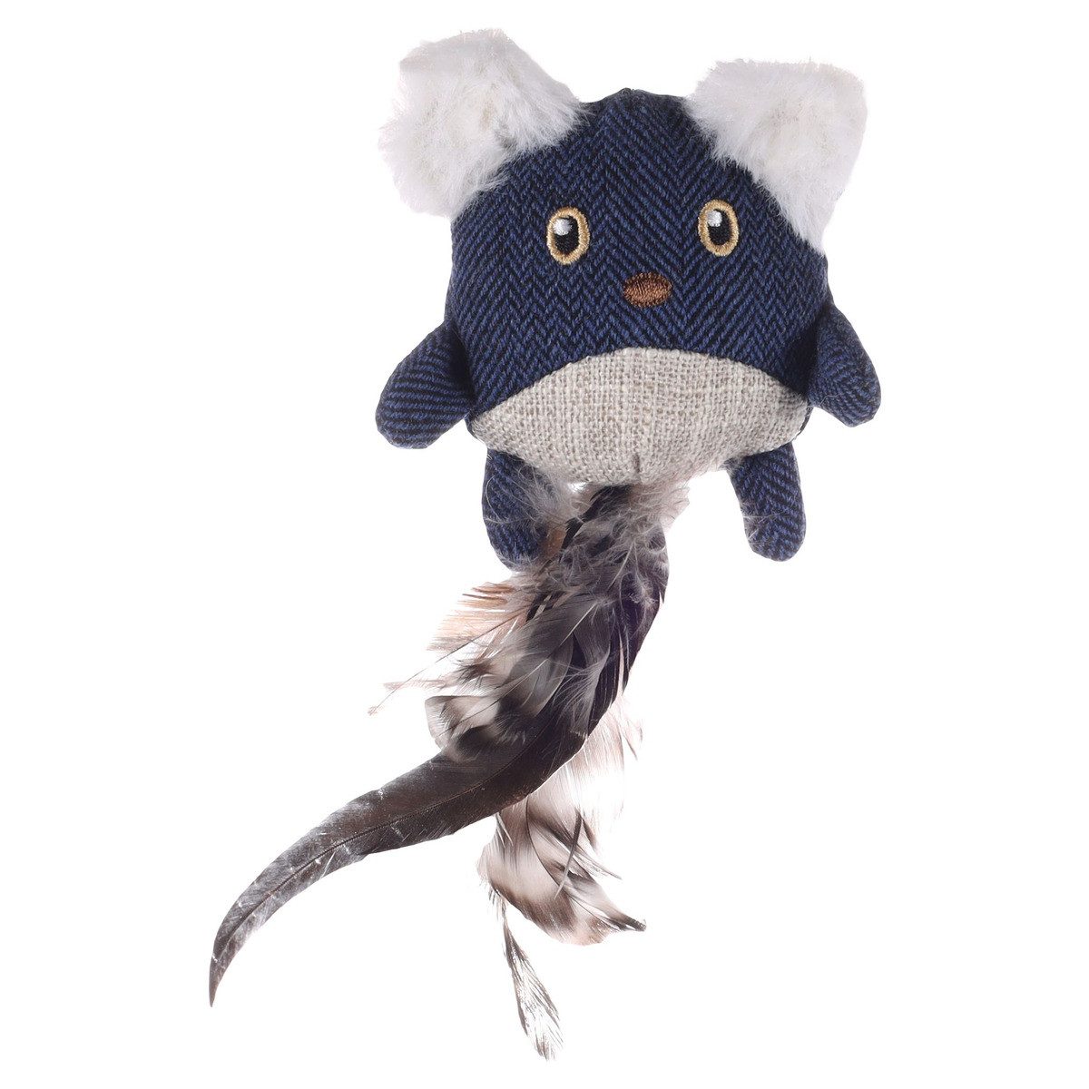 Flamingo Tierkuscheltier Katzenspielzeug Maus mit Federn Jeany blau