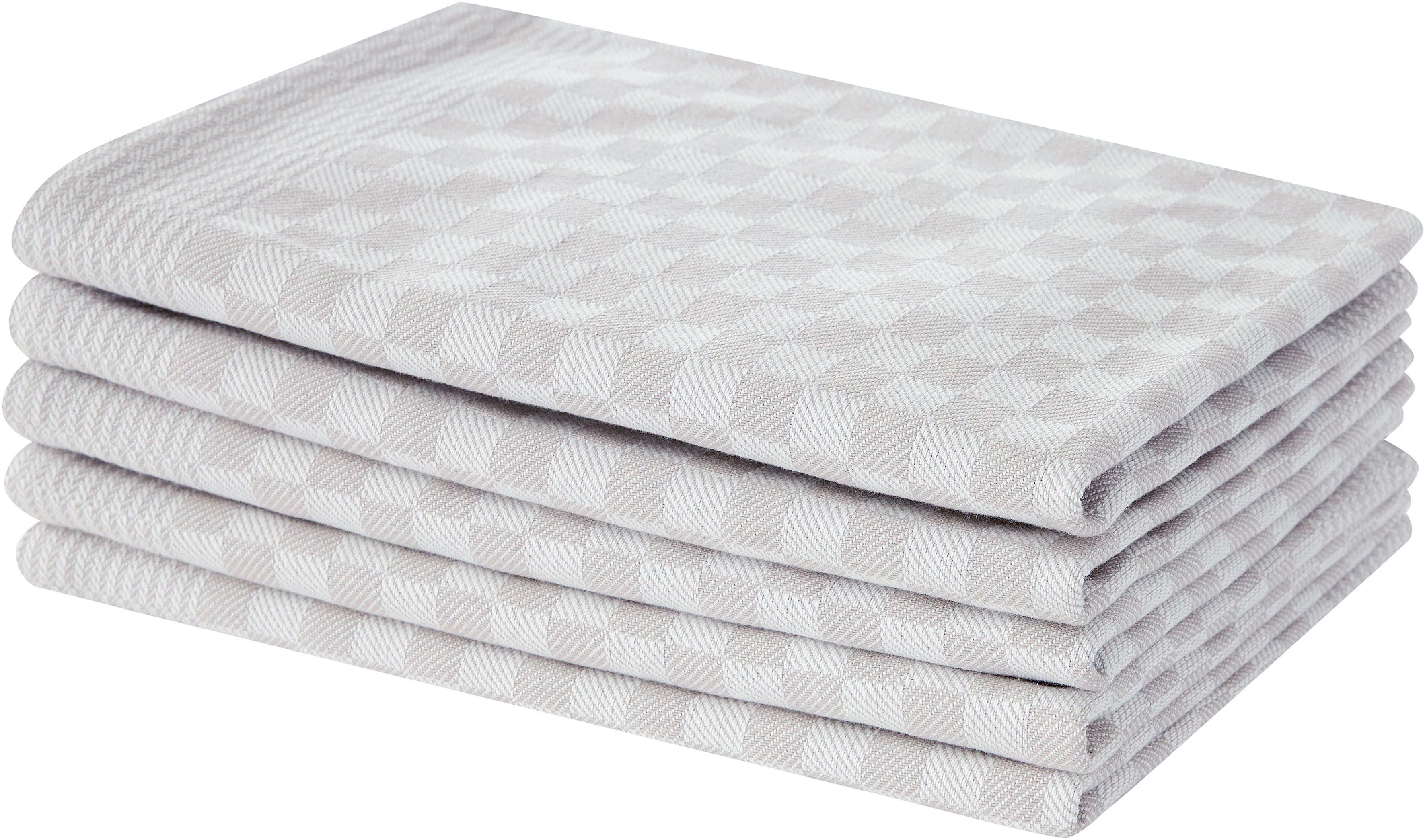 OTTO home Geschirrtuch Keersten Premium, (Set, 5-tlg., 5er Set), hochwertig, Grubentuch, 100 % Baumwolle, 5er-Set, 65 × 50 cm