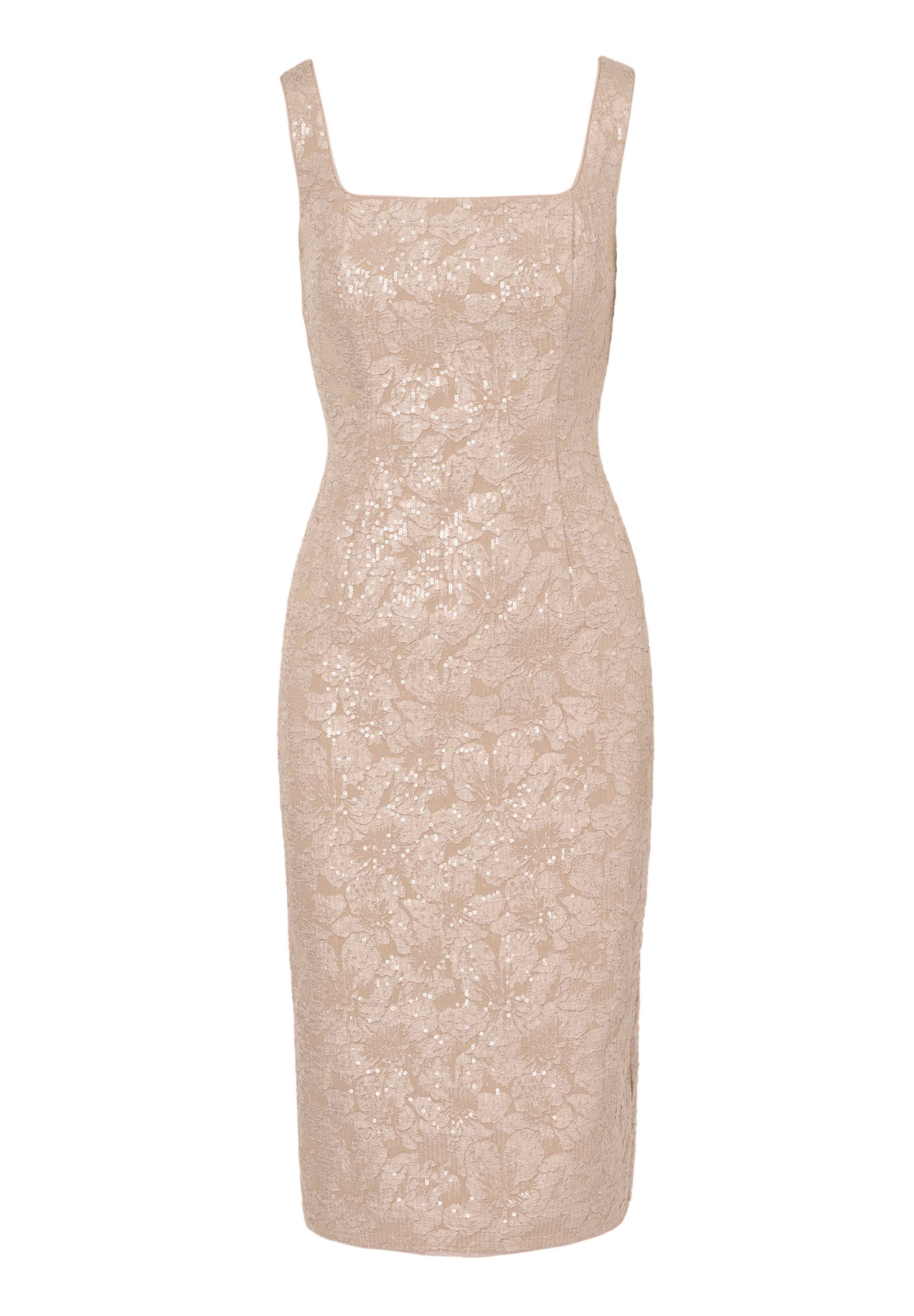 Adrianna Papell Abendkleid Square Neck Jacquard Midi Dress Refined, shimmering knee length dress