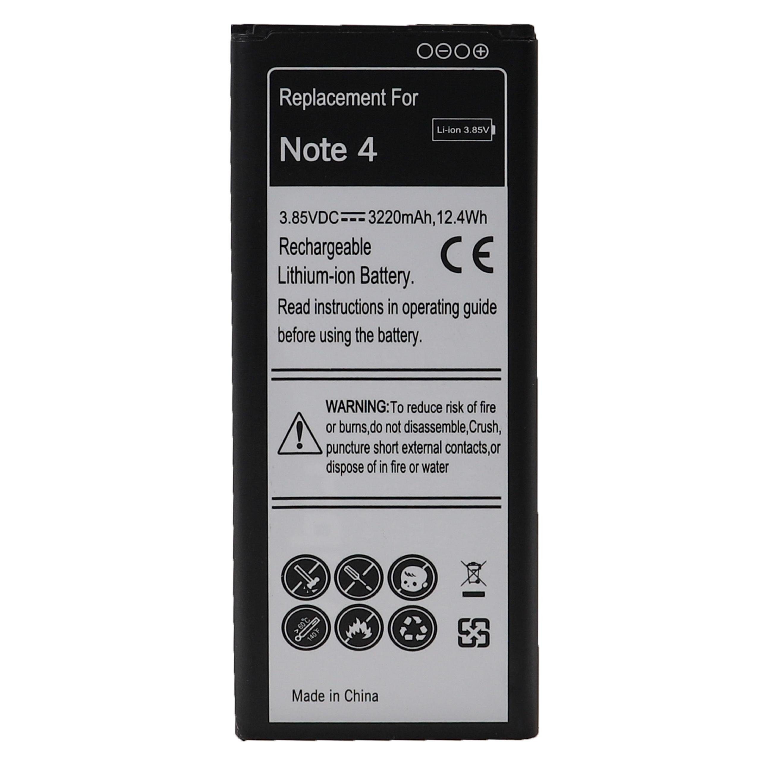 vhbw passend für Samsung Galaxy Note 4 SM-N910I, SM-N910K, SM-N910L, Smartphone-Akku 3220 mAh | Handy-Akkus