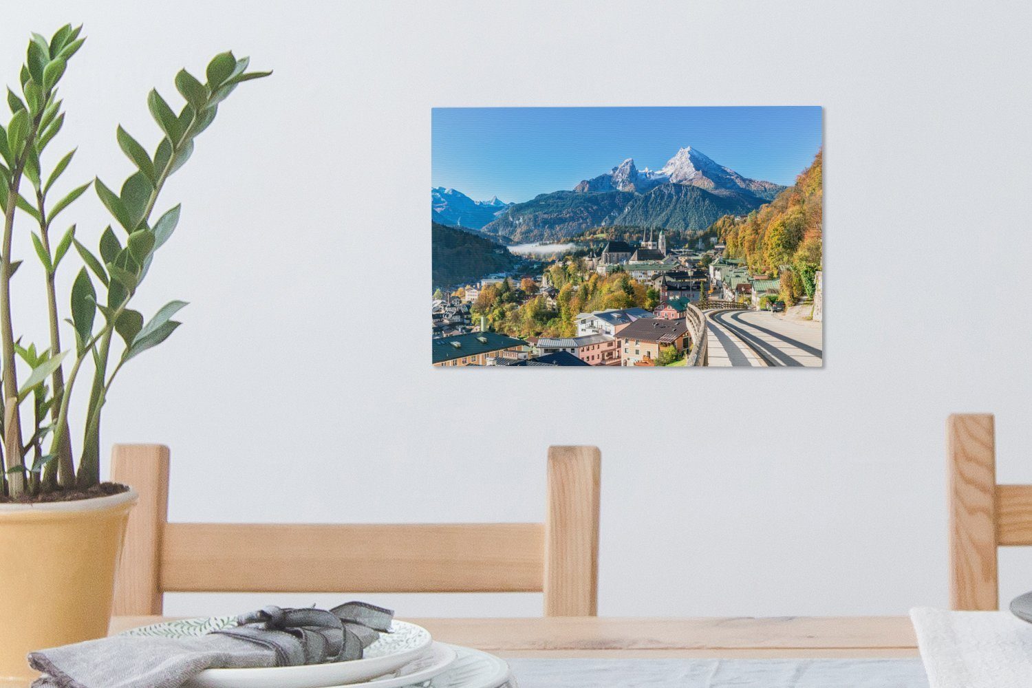 OneMillionCanvasses® Leinwandbild Blick auf Berchtesgaden mit dem Watzmann im Hintergrund, Deutschland, (1 St), Leinwand Bilder Klein, Wand Dekoration Aesthetic – Bild 5 von 5