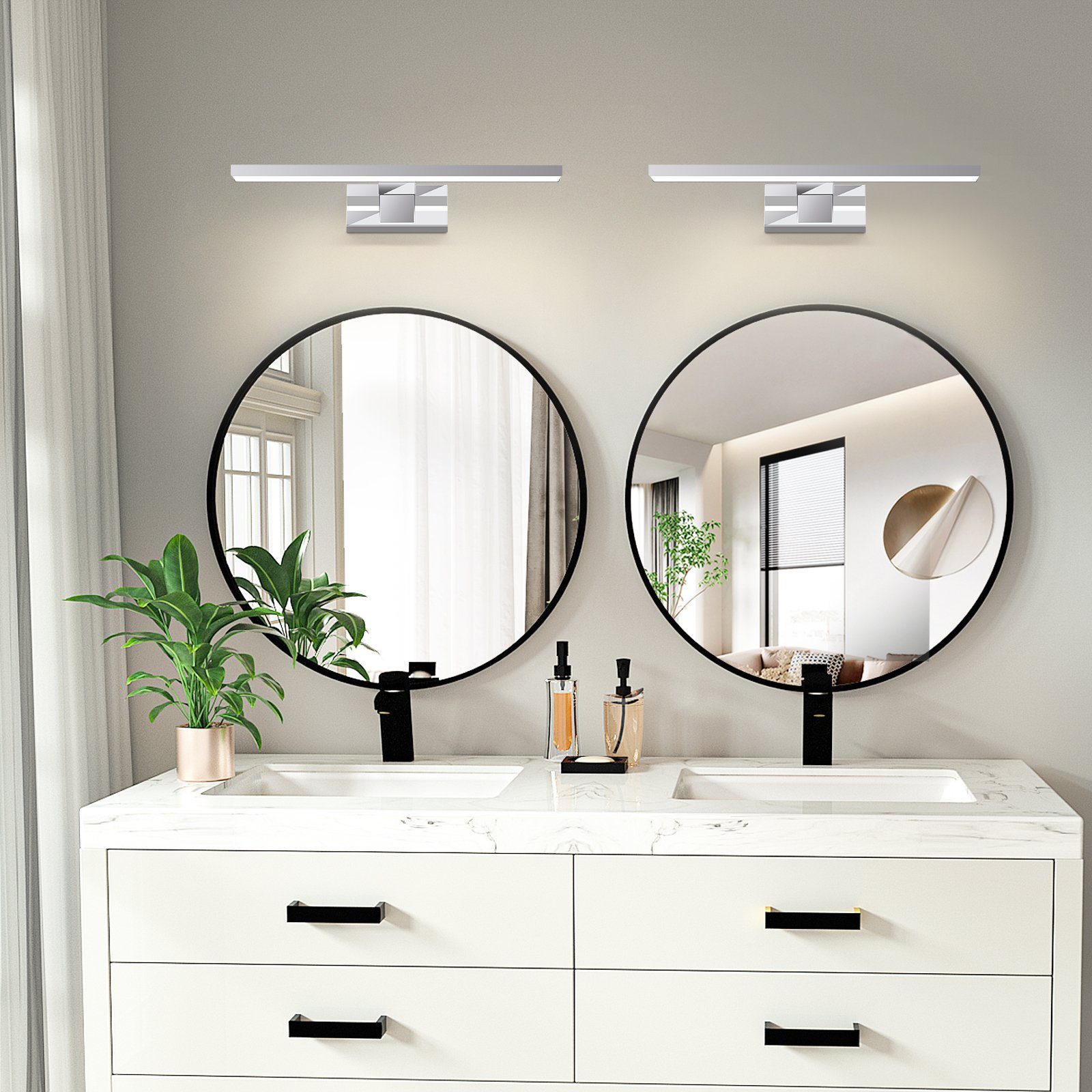 ZMH LED Spiegelleuchte Spiegellampe - leuchte Chrom Modern, Augenschutz, LE günstig online kaufen