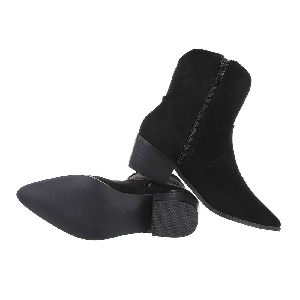 Blockabsatz Ital-Design & Western Damen Western- in Cowboyboots Bikerboots Schwarz Westernstiefelette