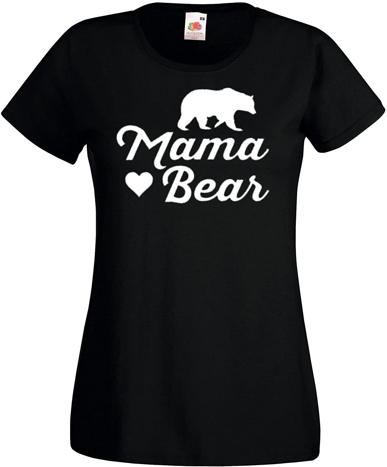 Designz Papa Strampler Strampler tollem Damen Mama Baby Set in Youth Herren T-Shirt Bear / Design, Bear Frontprint Baby Mama Schwarz mit