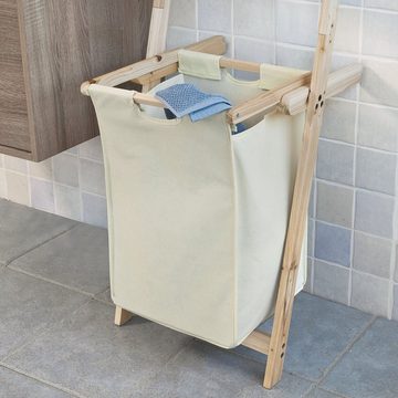 SoBuy Leiterregal FRG160, Badezimmer-Regal mit abnehmbarem Wäschekorb und 3-Fächern zur Ablage