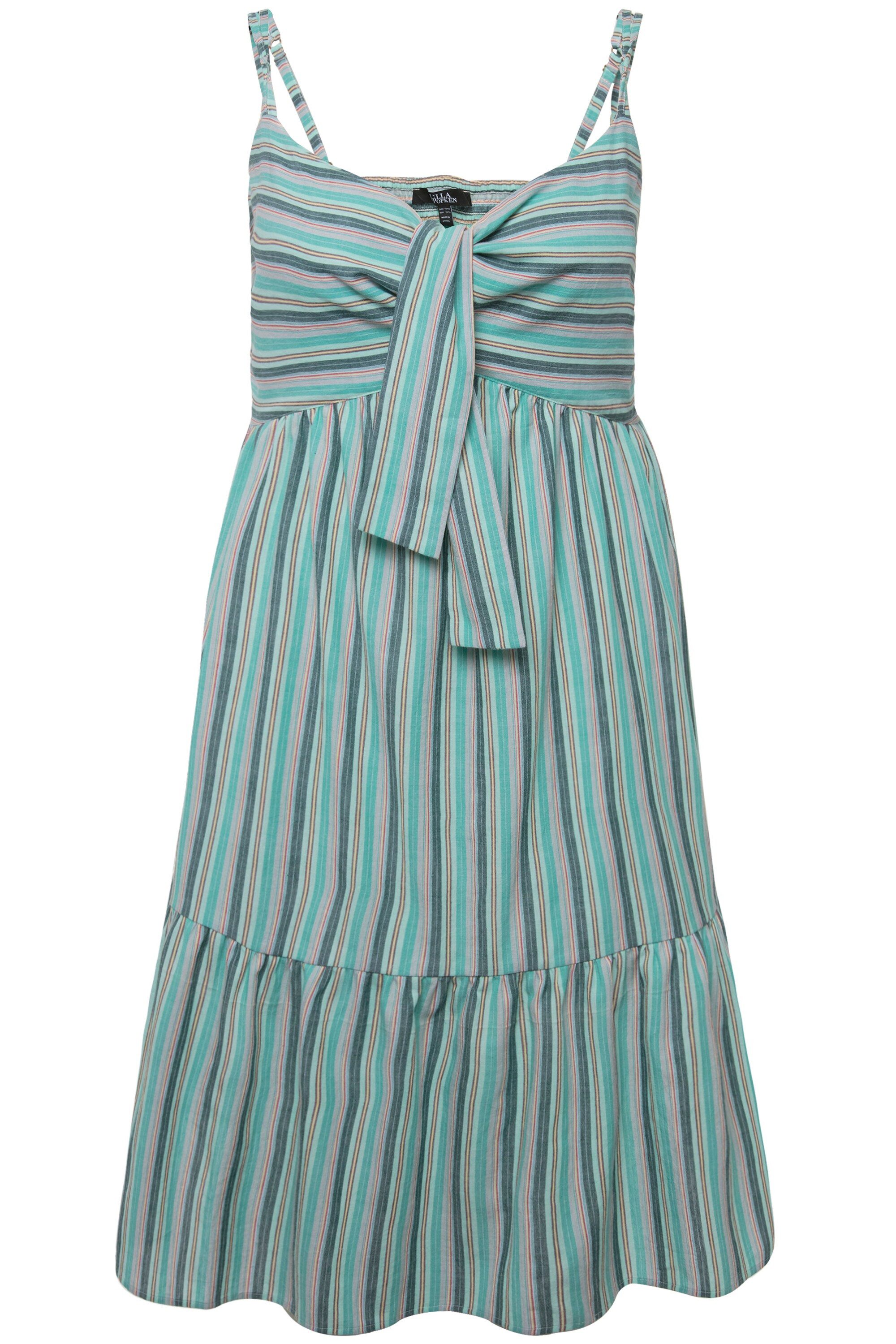 Ulla Popken Midikleid Midikleid Streifen A-Linie V-Ausschnitt ärmellos günstig online kaufen