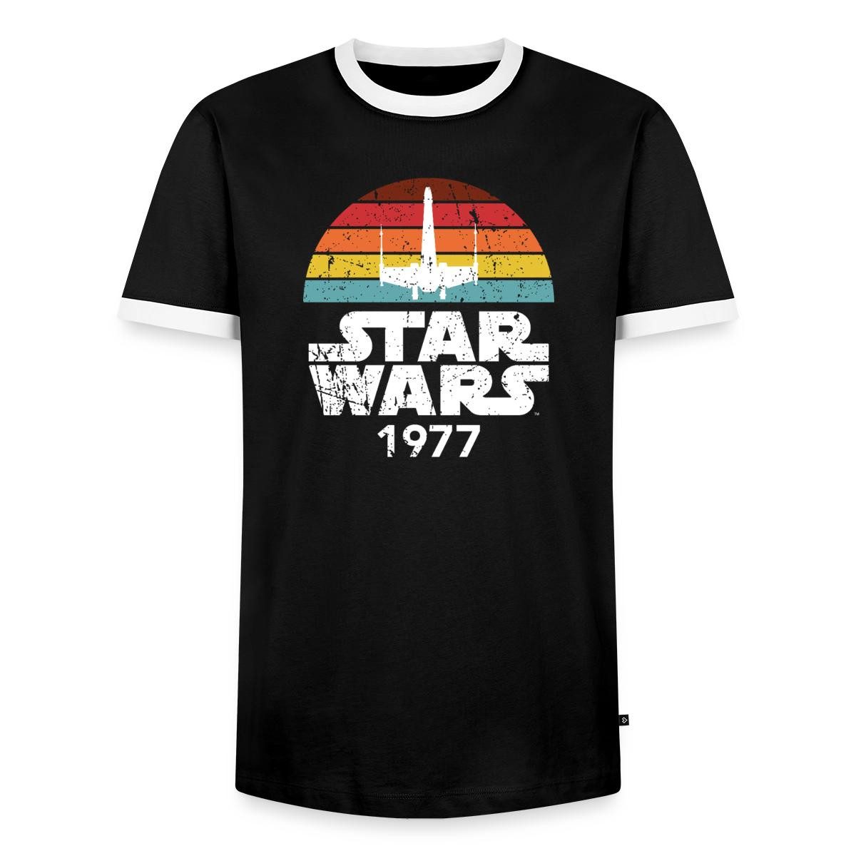 Spreadshirt T-Shirt Star Wars Schriftzug 1977 Retro Männer Kontrast T-Shirt (1-tlg)