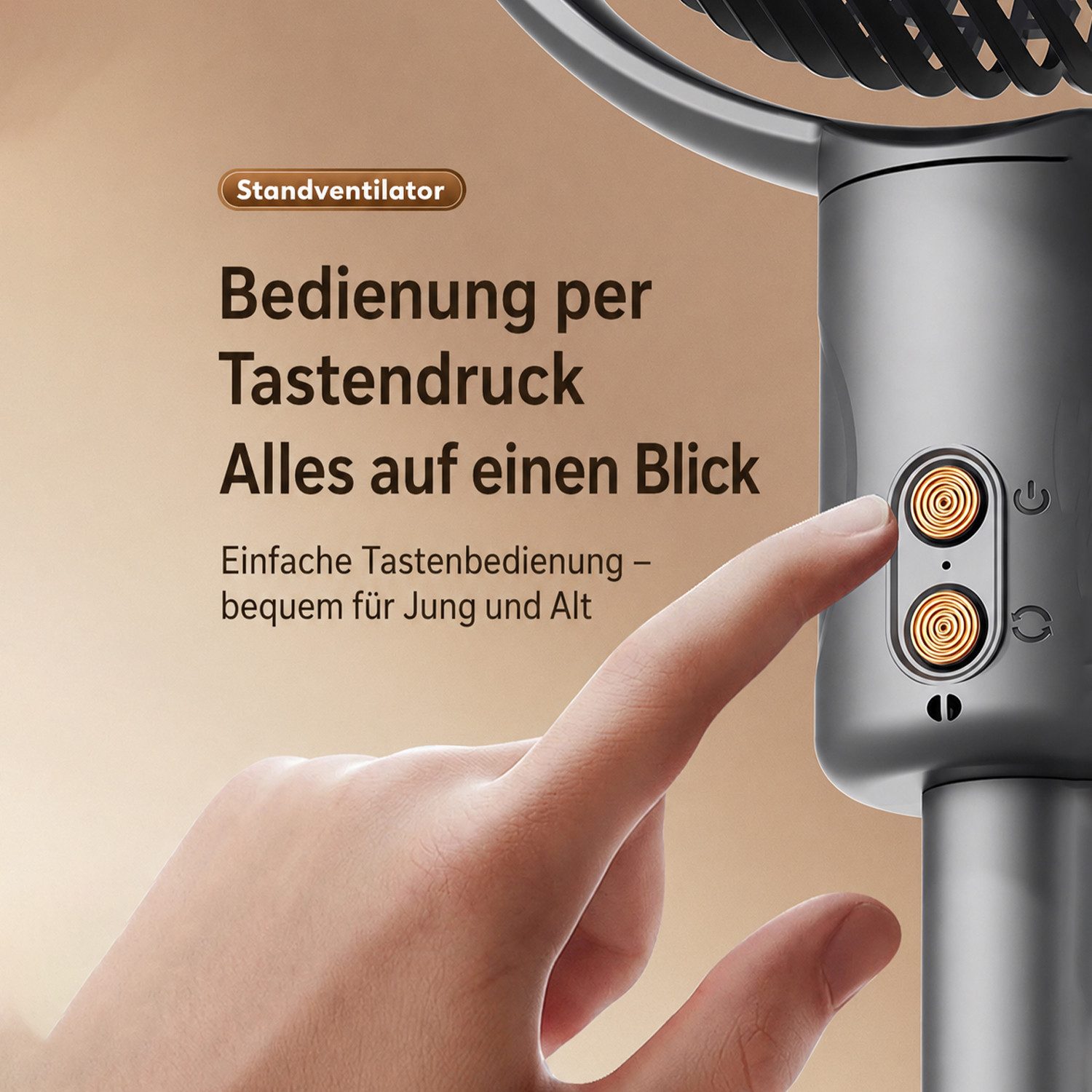 MOPUEA Standventilator 3in1 Tischventilator Standventilator Type C 5 Stufen höhenverstellbar, 3in1 Nutzung, Type-C, 5 Stufen, flexibel höhenverstellbar