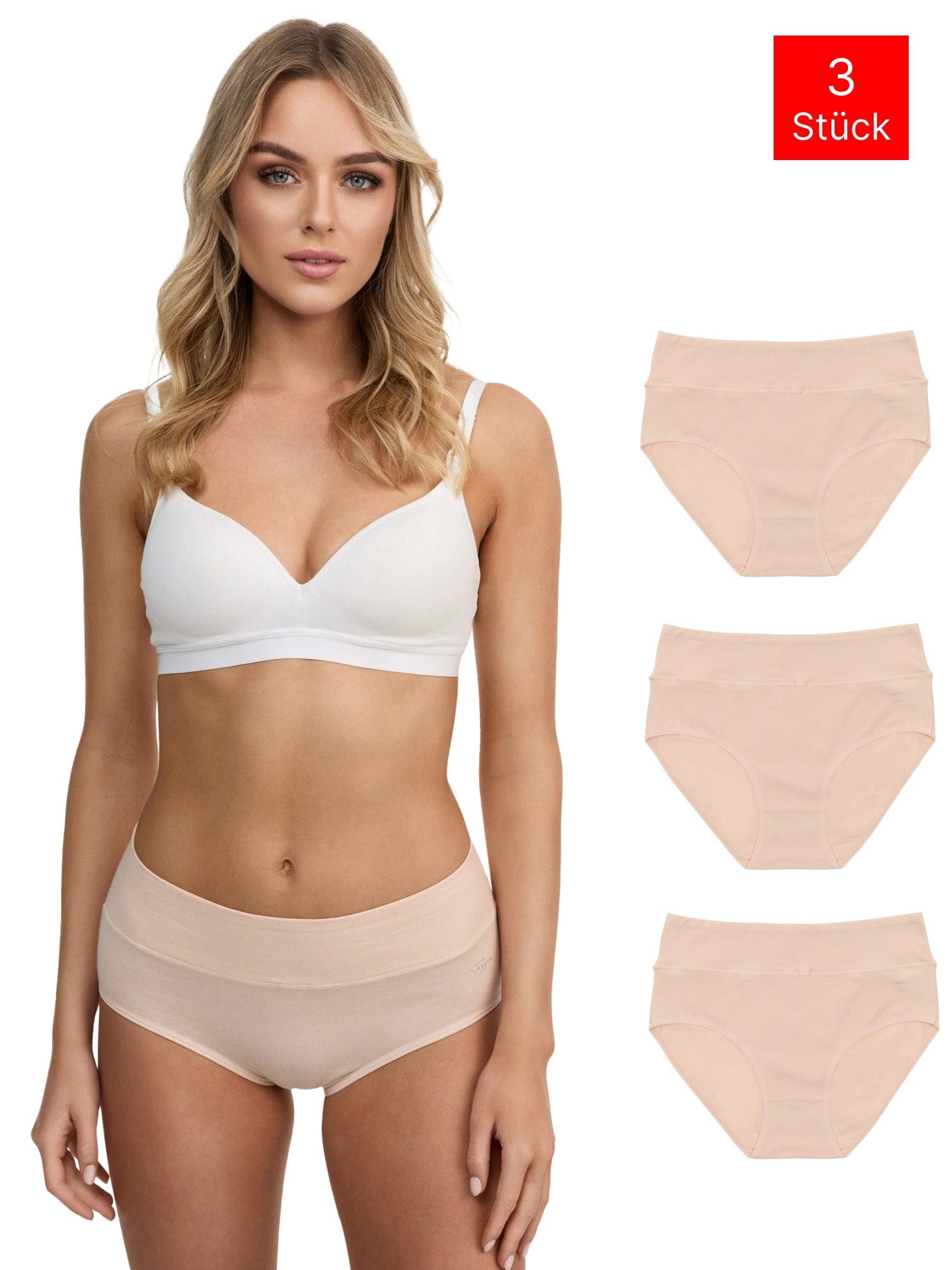 Tazzio Taillenslip 3er-Pack Damen Slip F920 (Packung, 3-St) hoher Bund kasc günstig online kaufen