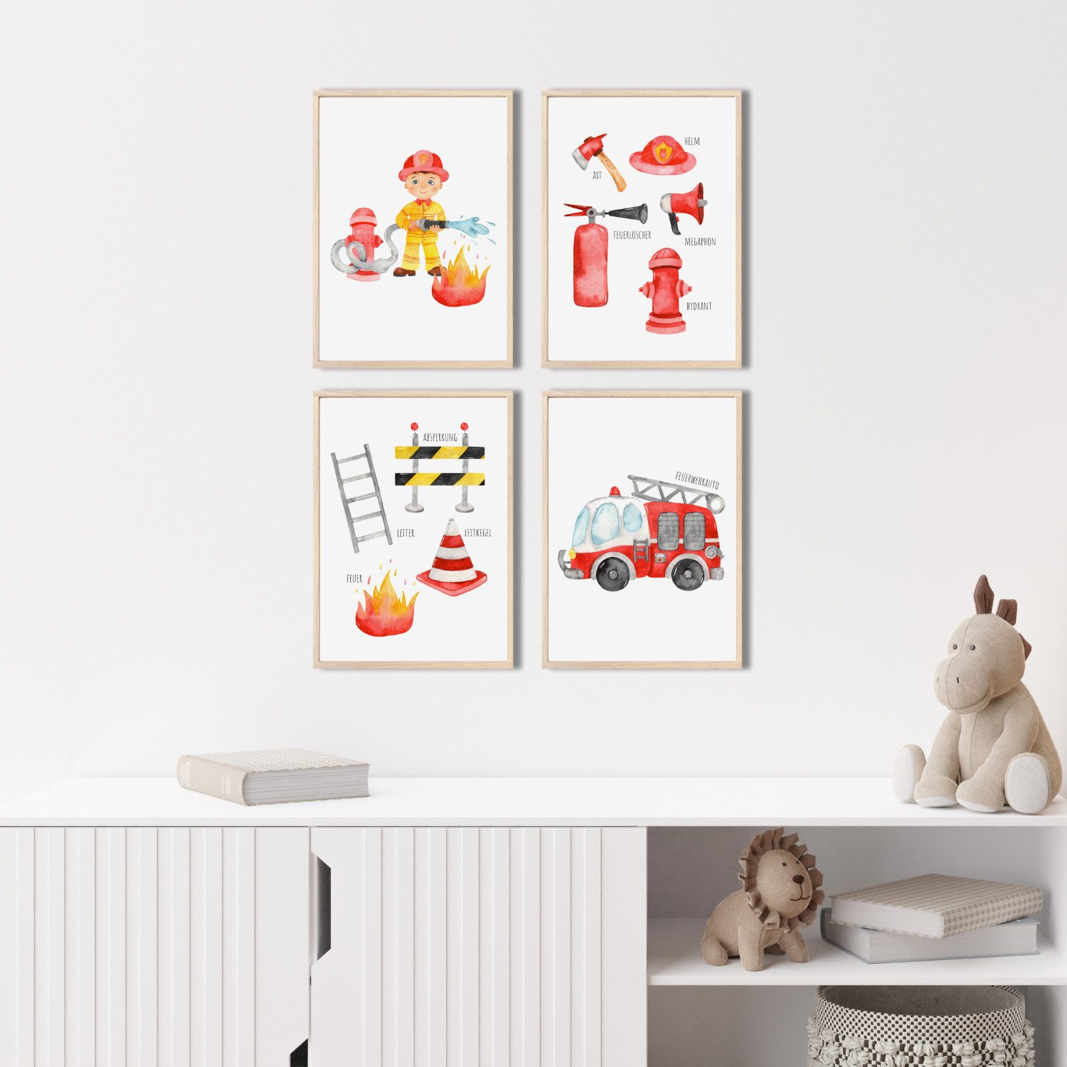 MeinBaby123® Poster Feuerwehr, Bilder Kinderzimmer Deko günstig online kaufen
