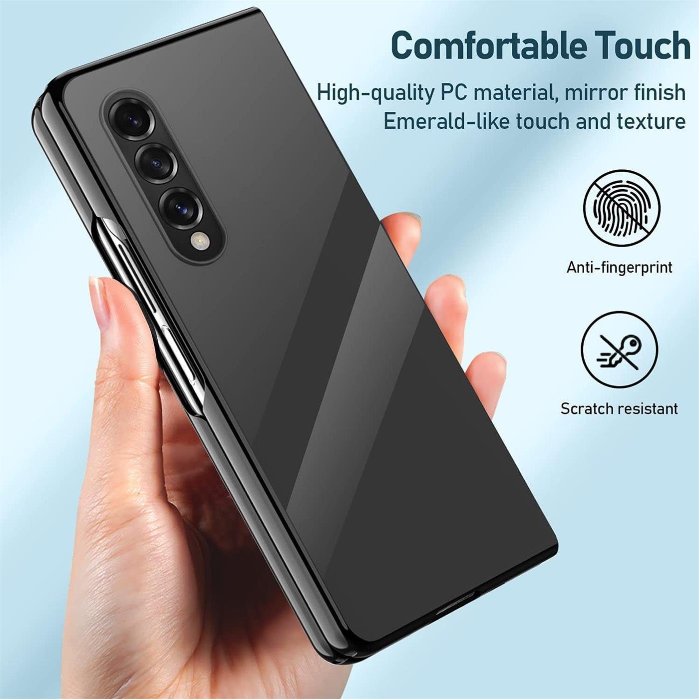 CoolGadget Handyhülle Black Series Handy Hülle für Samsung Galaxy Z Fold 4 7,6 Zoll, Edle Silikon Schlicht Robust Schutzhülle für Galaxy Z Fold 4 5G Hülle