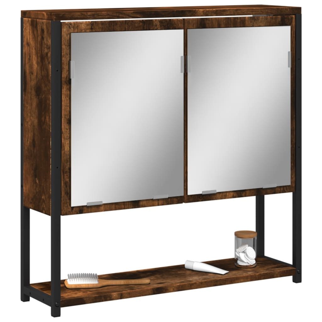 vidaXL Badezimmerspiegelschrank Bad-Spiegelschrank Räuchereiche 60x16x60 cm Holzwerkstoff (1-St)