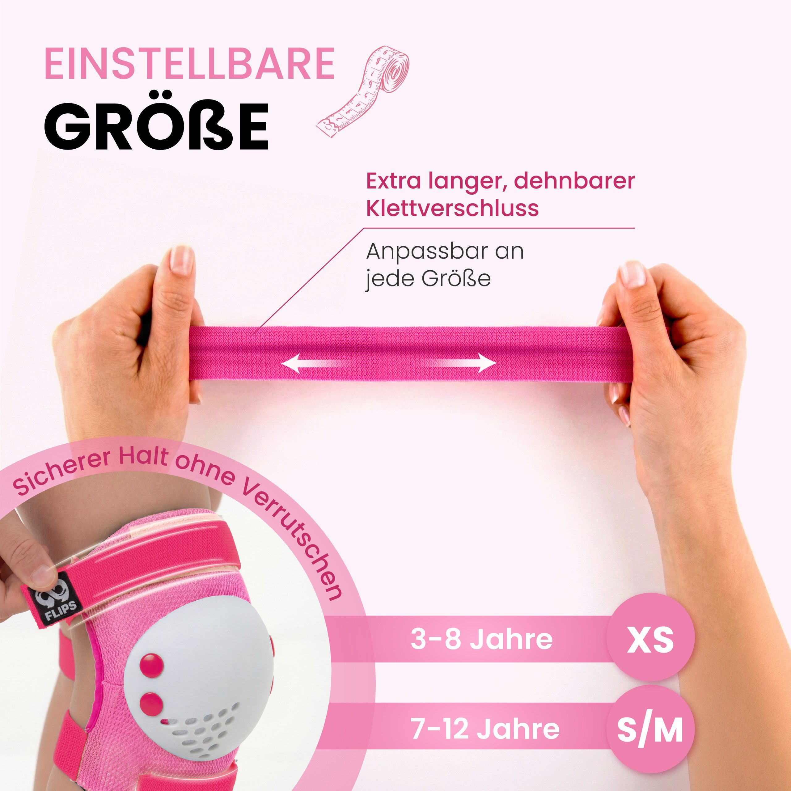 99FLIPS Protektoren-Set RISE Schoner Set Kinder für Skateboard und Inline Skaten (Inliner Schützer Set Kinder, 7-tlg., Inliner Schoner Knie-, Ellenbogen und Han – Bild 4 von 5
