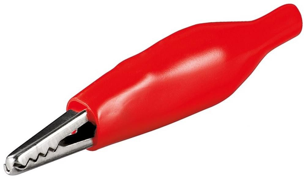 Krokodilklemme, vollisoliert, Länge 33mm - Farbe: rot Stromadapter