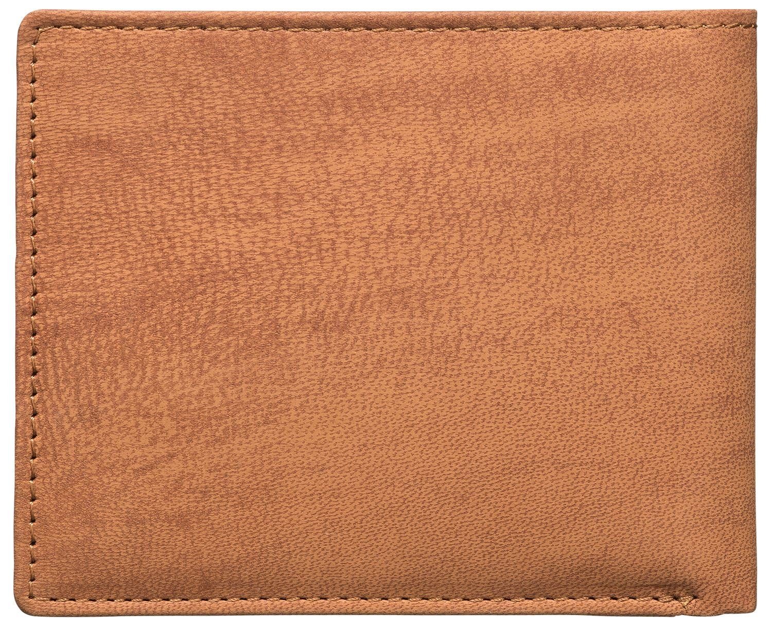 Red Baron Geldbörse Geldbeutel Leder Braun RB-WT-004-02, Kreditkartenfächer, Münzfach mit Druckknopf