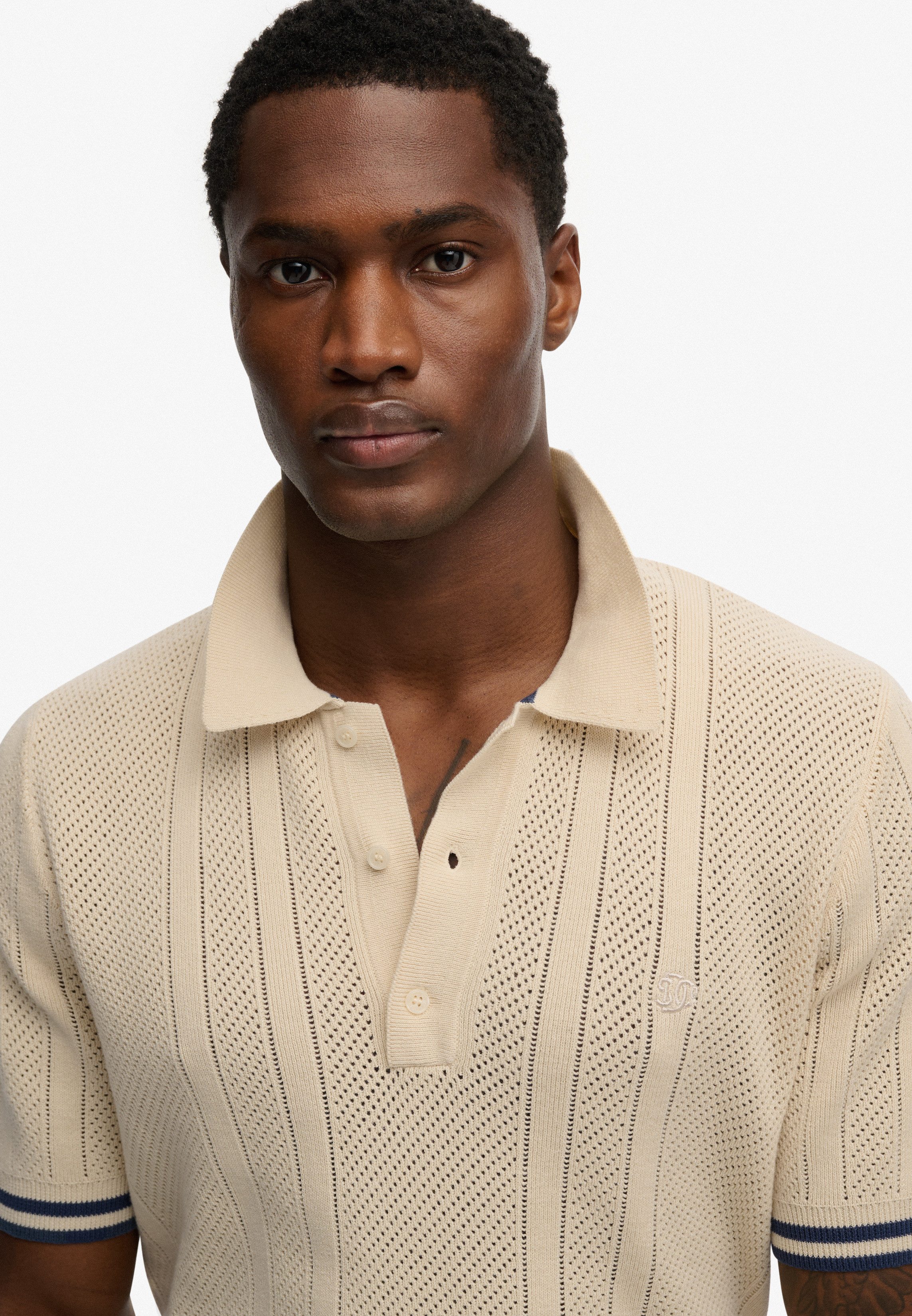 Superdry Poloshirt KNITTED TEXTURE S/S POLO Baumwolle, relaxed fit