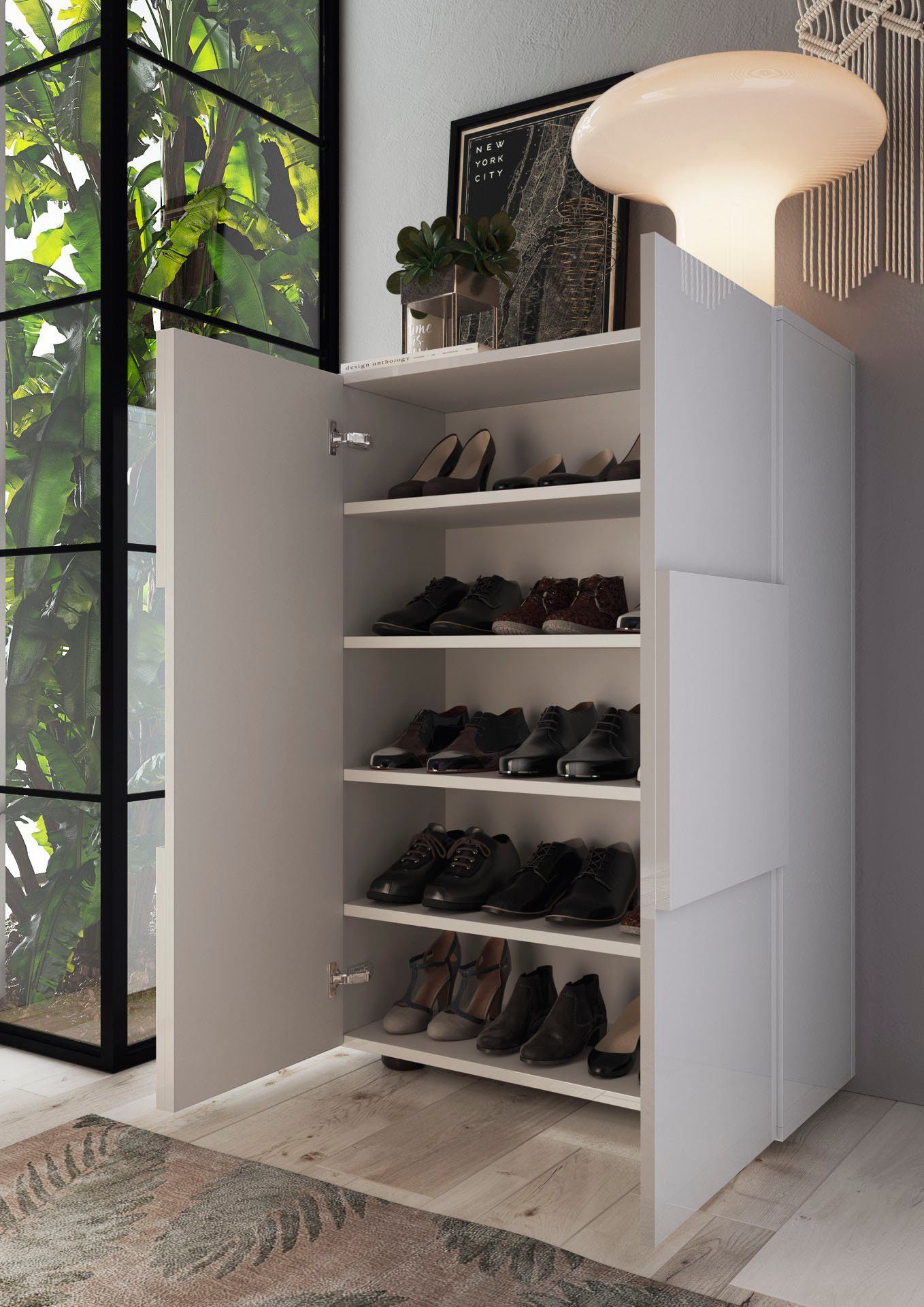 Home affaire Schuhschrank Dama Breite 78 cm, Höhe 116 cm, Schuhkommode, Front in 3D-Optik, 4 Einlegeböden, ca. 17 Paar Schuhe – Bild 5 von 5