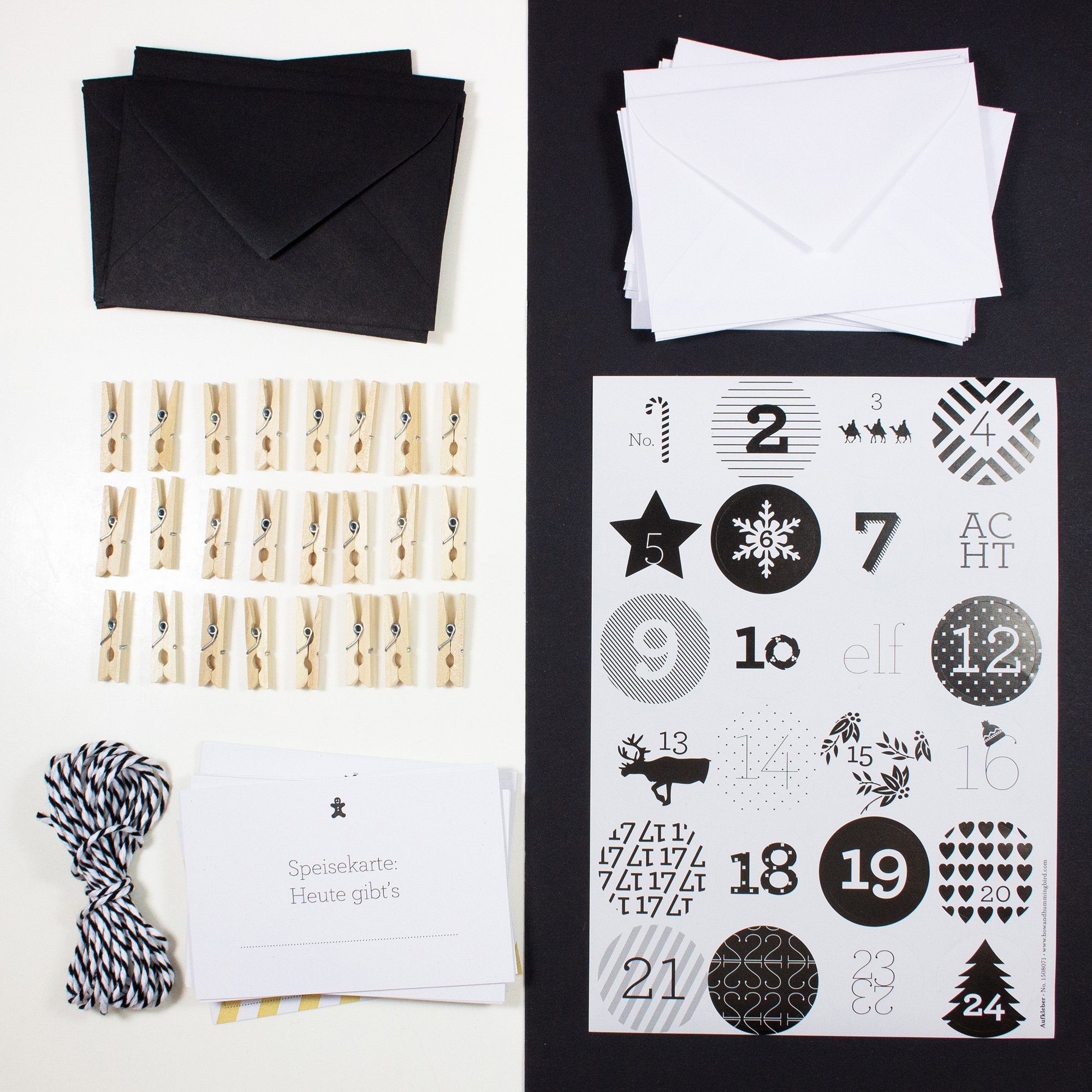 Bow & Hummingbird Adventskalender Adventskalender Schwarz/Weiß, DIY