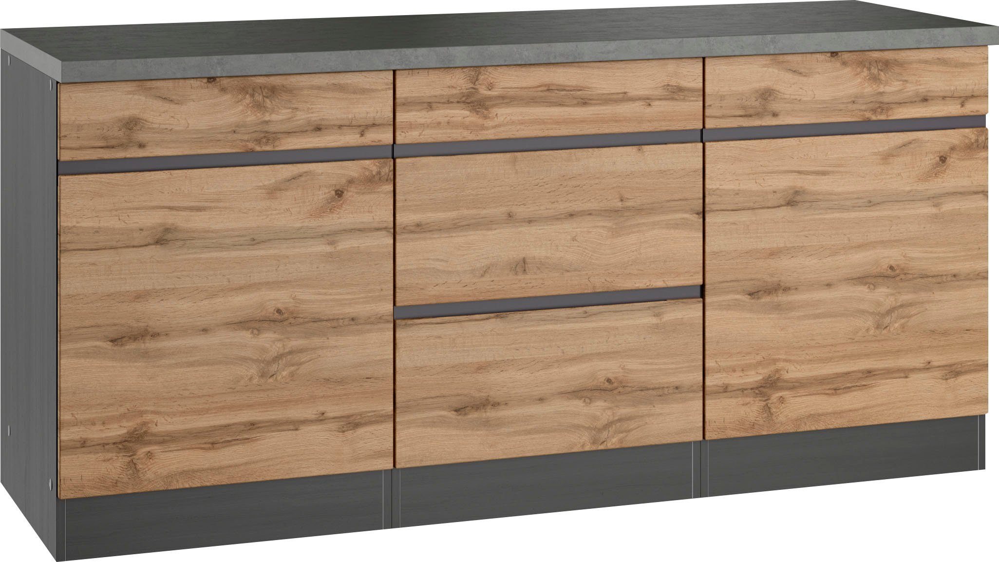 KOCHSTATION Unterschrank KS-Riesa Breite 180 cm, MDF-Fronten