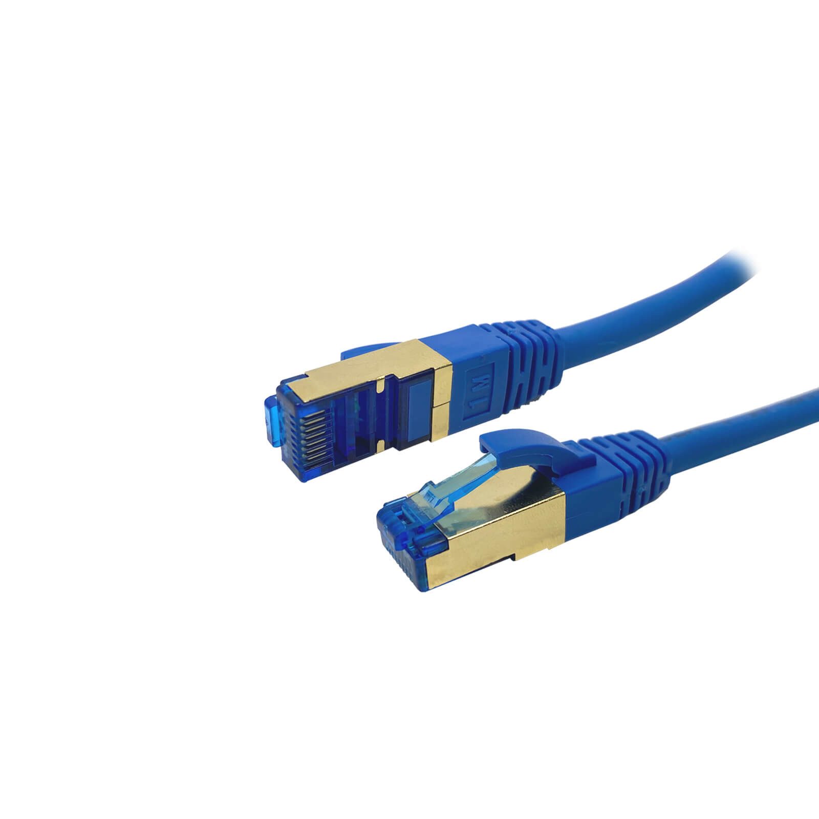 ProfiPatch CAT 7 Patchkabel Ethernet RJ45 Netzwerkkabel Rohkabel LAN-Kabel, RJ45, (25 cm), vergoldet, halogenfrei, blau