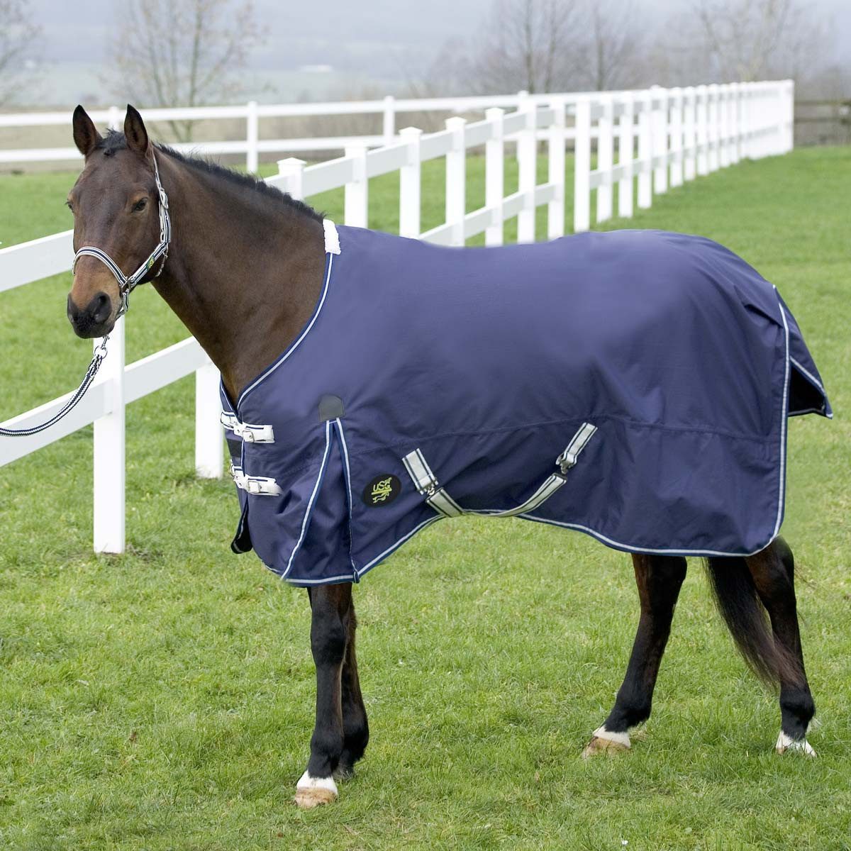 USG Pferde-Regendecke Paddock- / Transport- / Regendecke für Pferde, marine, 155 cm