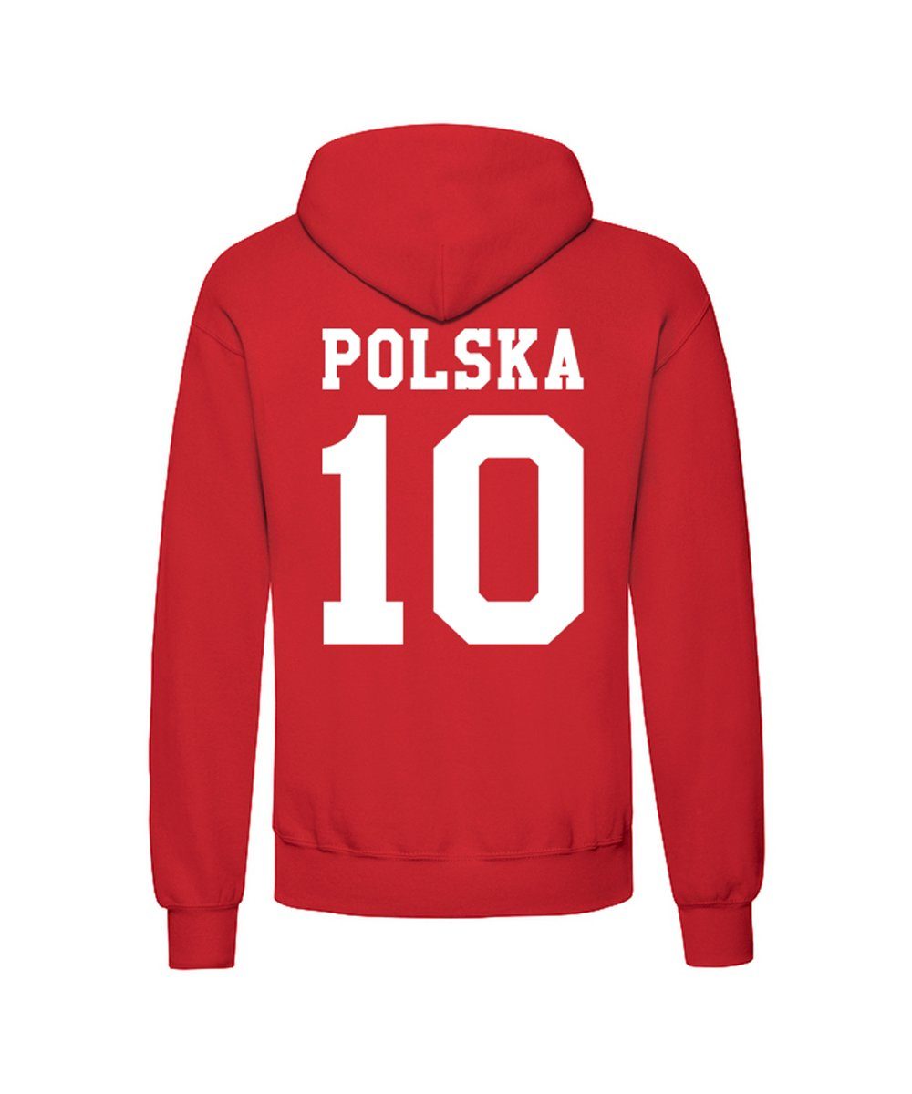 Youth Designz Kapuzenpullover Polen Herren Hoodie Pullover im Fußball Trikot Look mit trendigem Frontprint