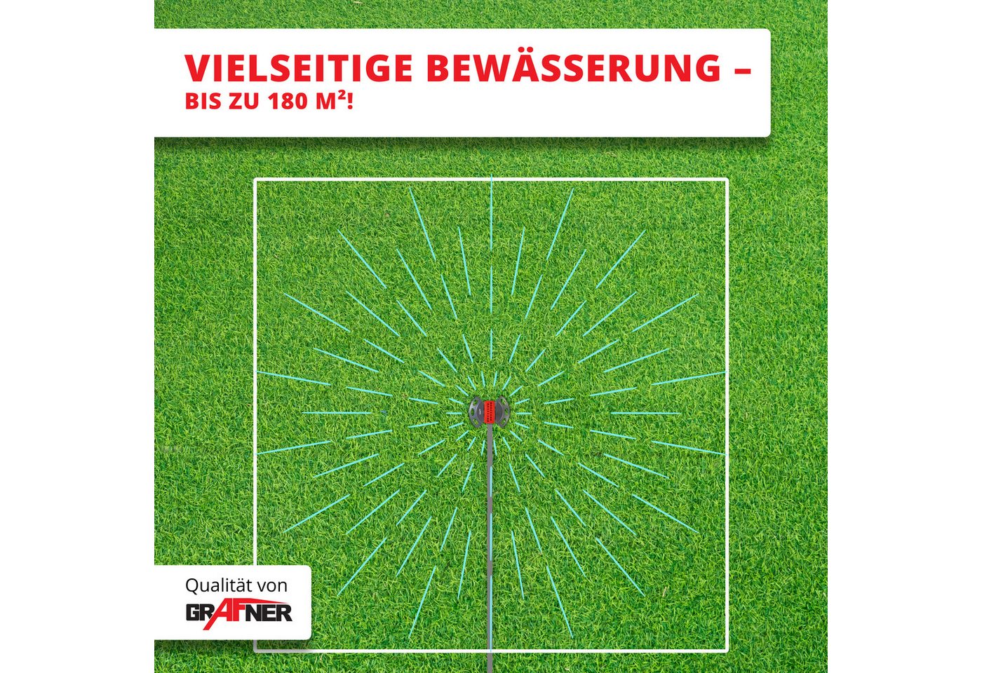 Thumbnail - Grafner Bewässerungssystem Rasensprenger Viereckregner Bewässerung, Einstellbare Reichweite für Flächen bis zu 180 m²