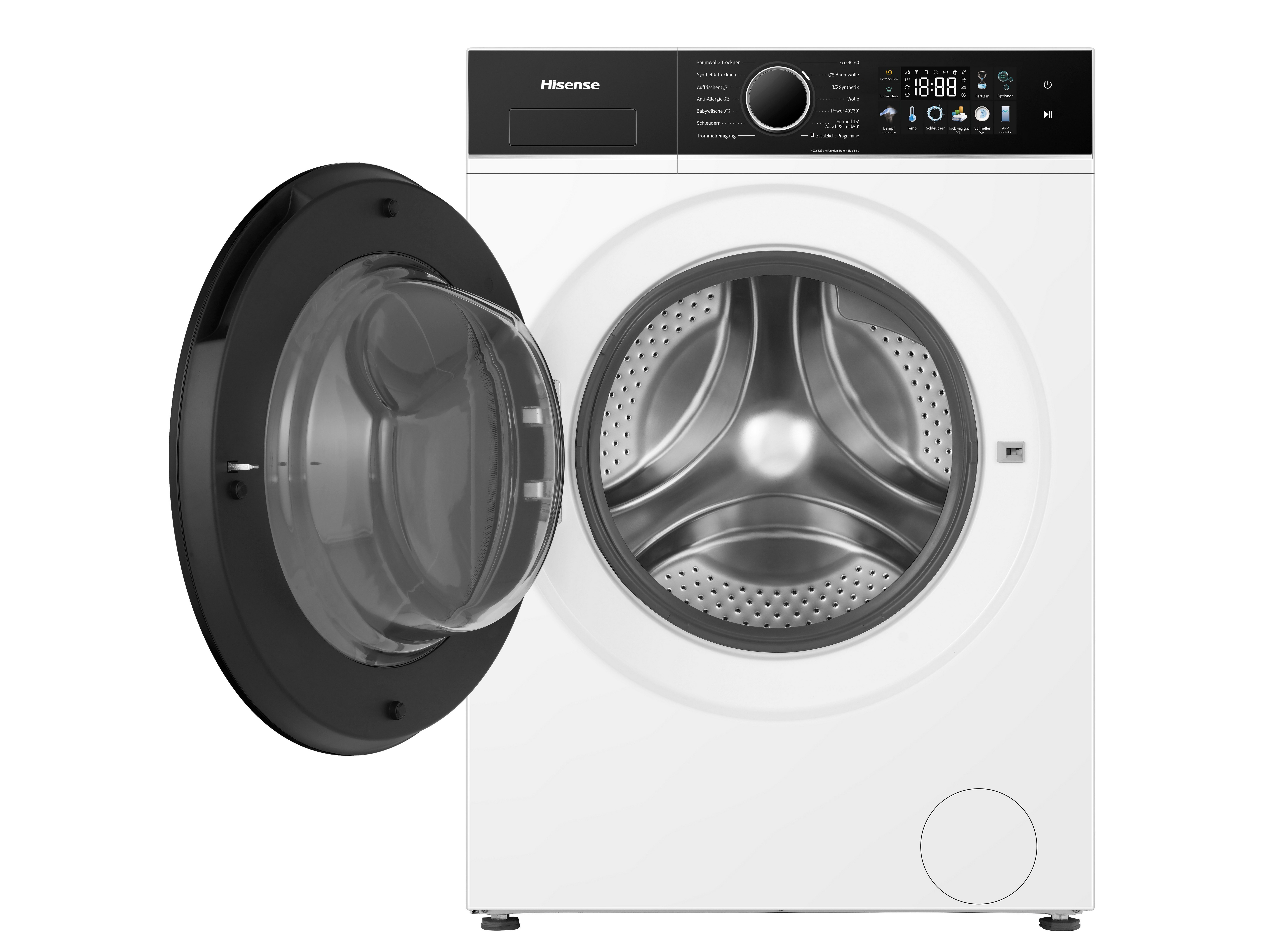 Hisense Waschtrockner 3i Serie WD3I8043BWF2, 8 kg, 5 kg, 1400 U/min, Waschen & Trocknen in 59 min.