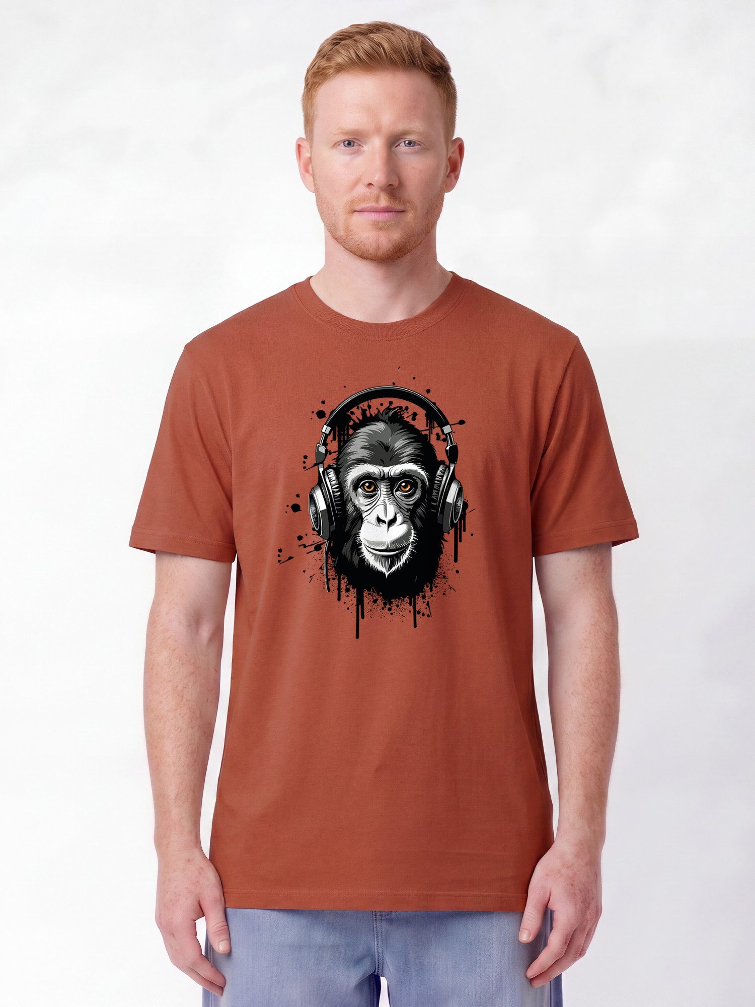 wat? Apparel T-Shirt Affe hört Musik