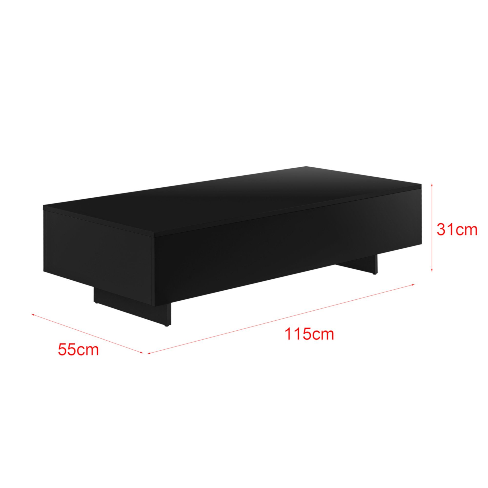 en.casa Couchtisch, »Lärketorp« Wohnzimmertisch 115x55x31cm Schwarz Hochglanz