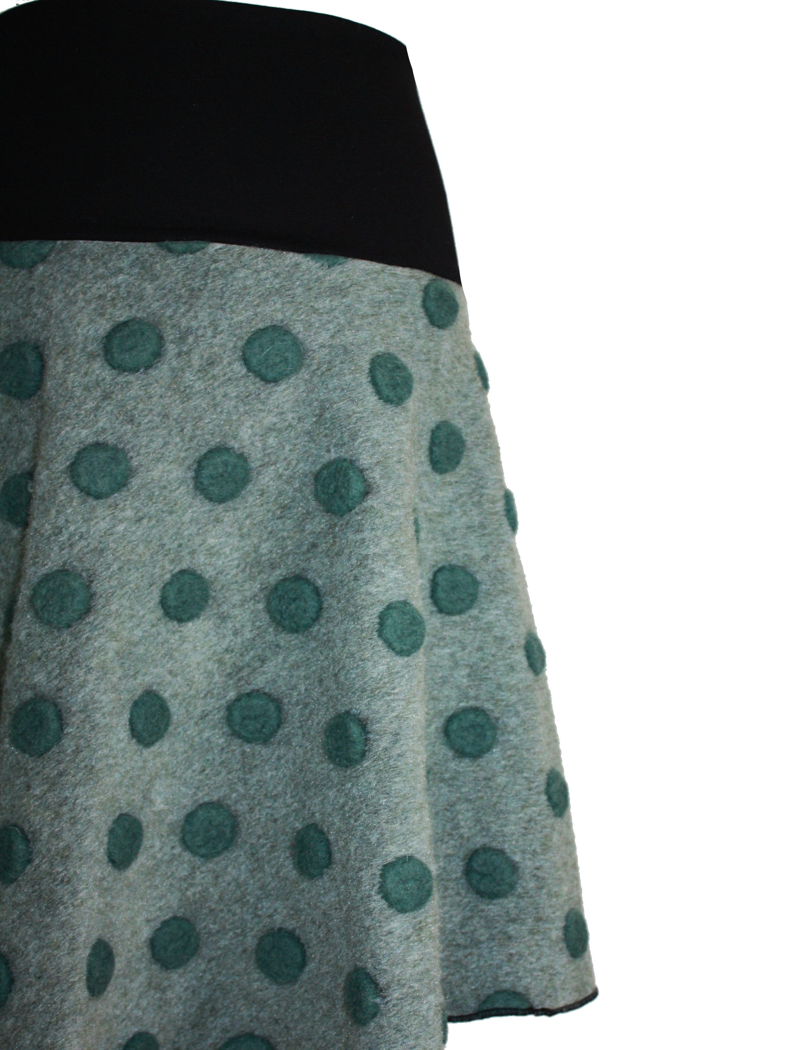 dunkle design Strickrock Wolle gewalkt Petrol Anthrazit Dots Elastischer Bu günstig online kaufen