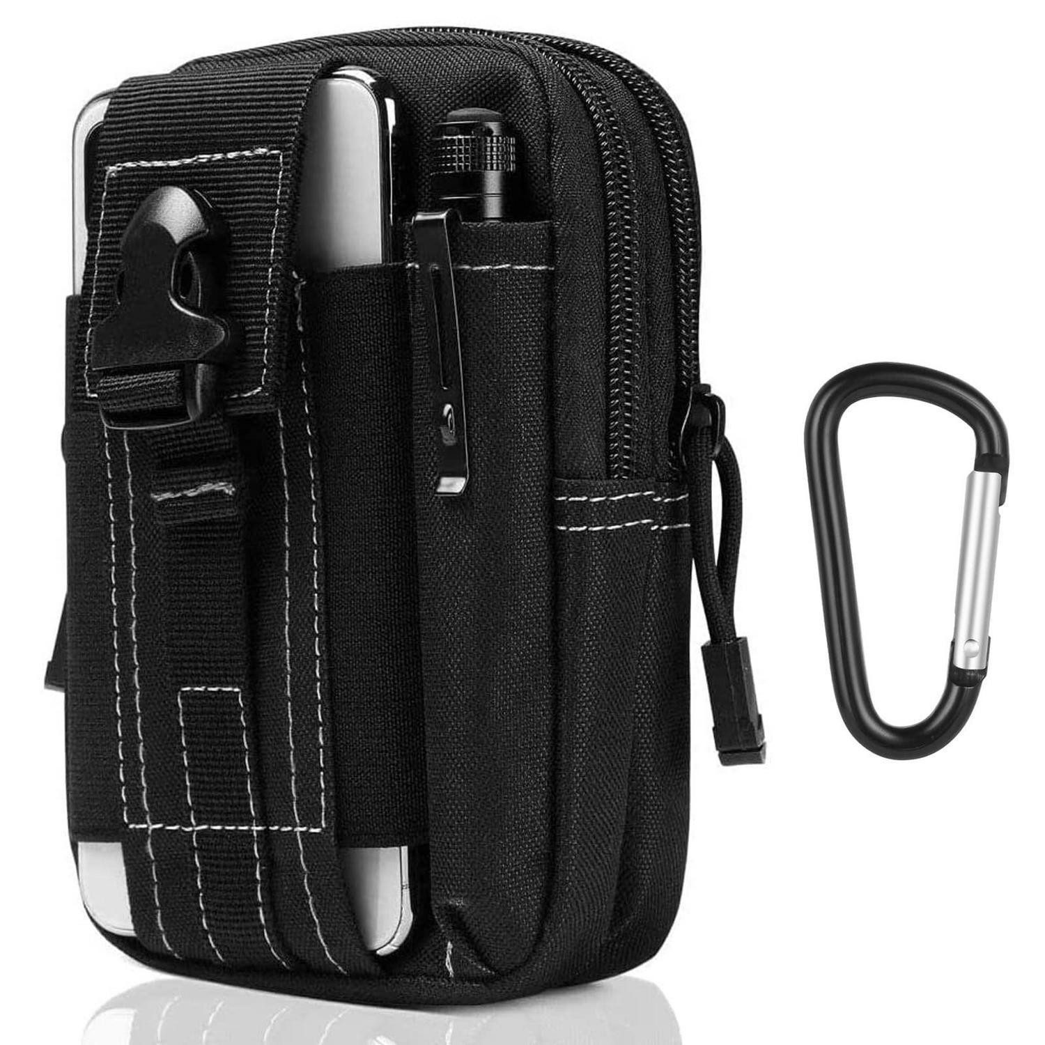 Gürteltasche Hüfttasche Taktisch Gürteltasche Camping Wandern Karabiner #1 Schwarz