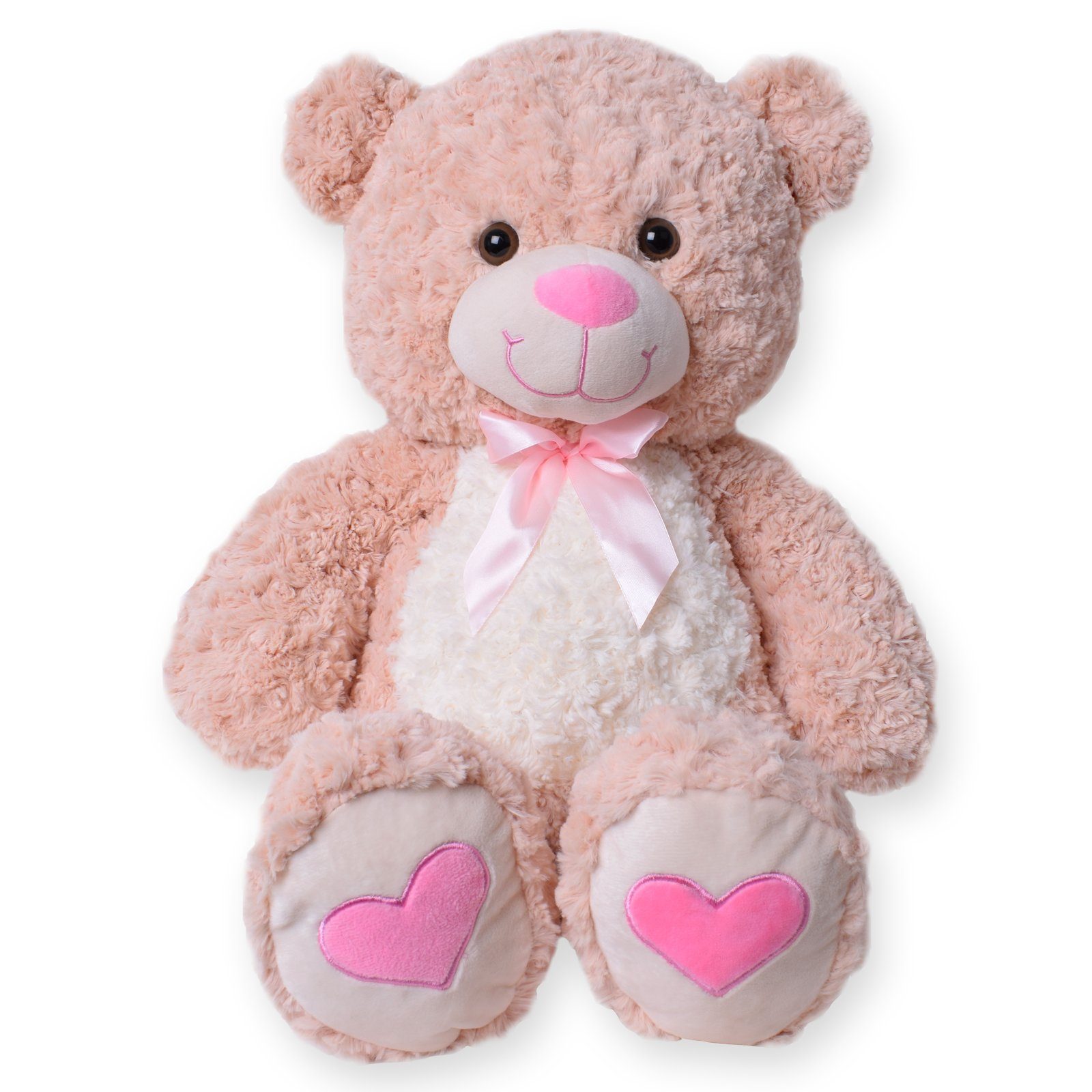 Kuscheltier XXL Teddybär 80 cm Plüschbär Bär mit rosa Schleife