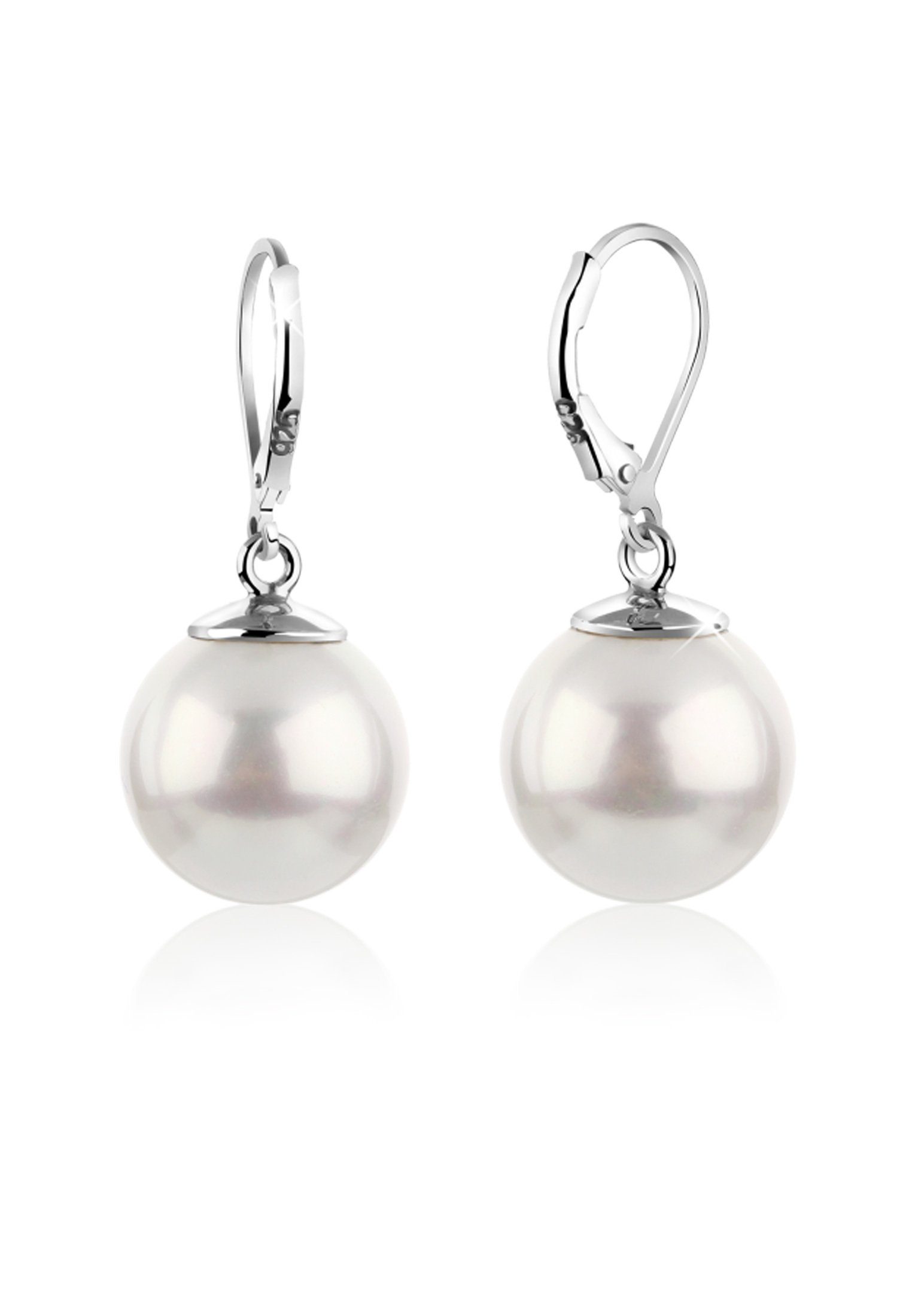 Nenalina Paar Ohrhänger Ohrhänger Muschelkernperle Klassisch 925 Silber