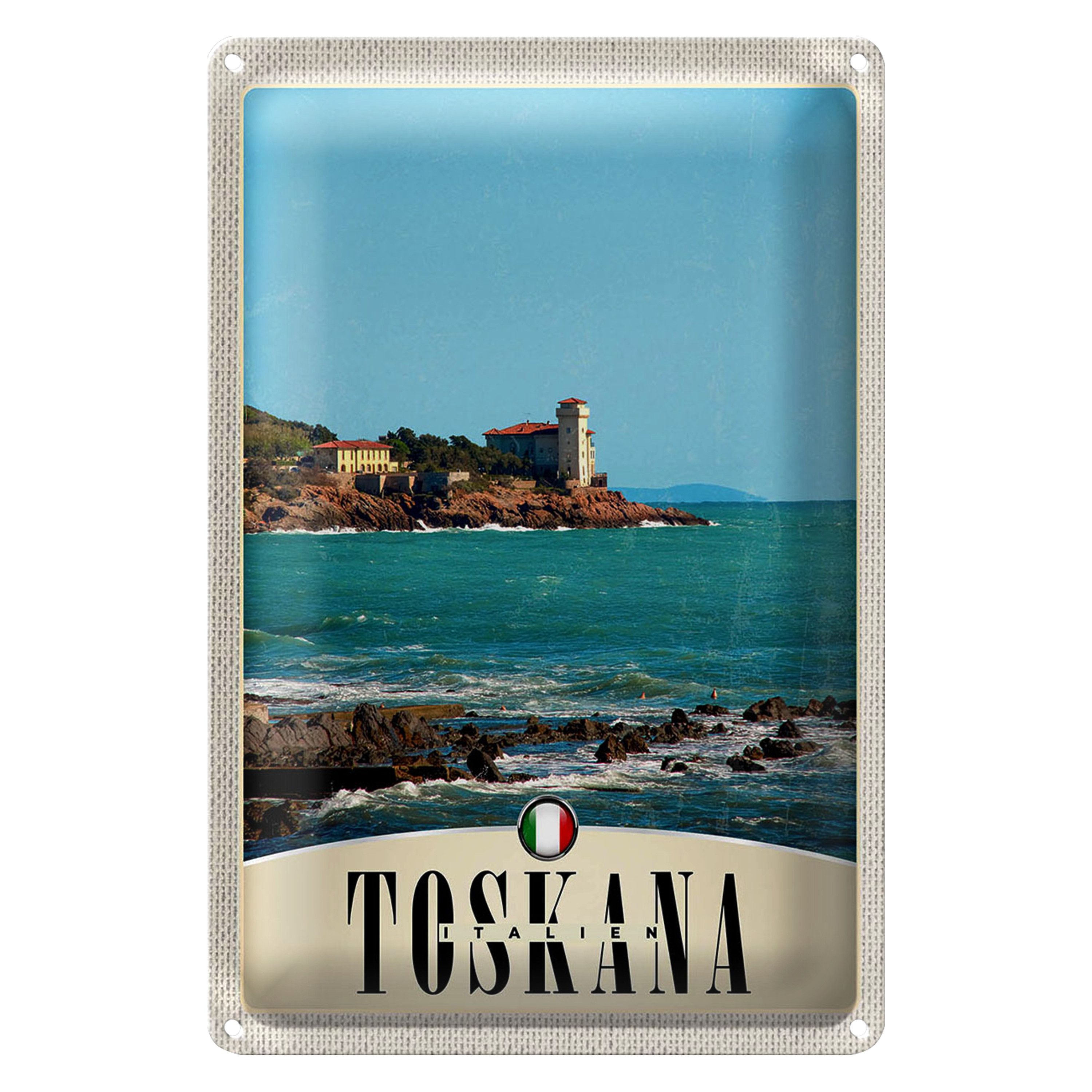 Roomando Metallschild Reise 12x18cm Toskana Italien Häuser Meer günstig online kaufen