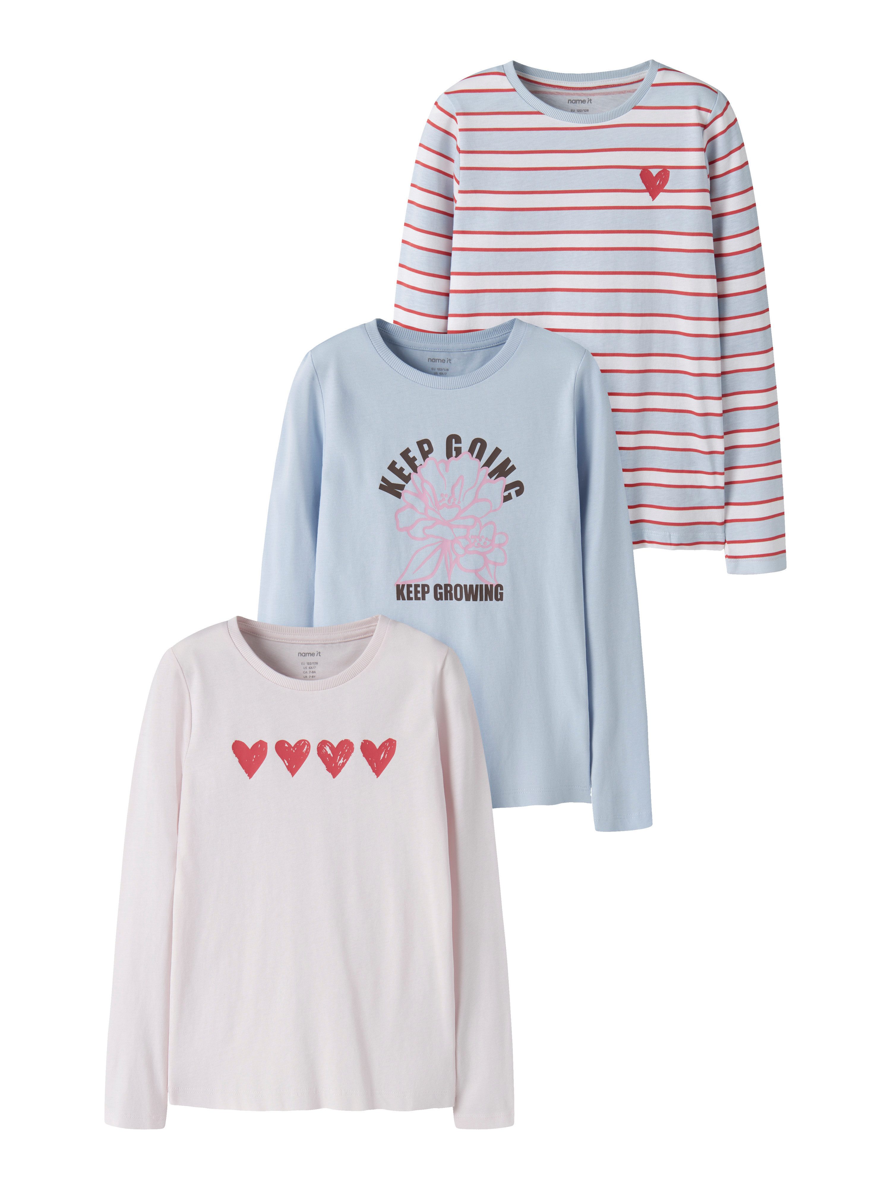 Name It Langarmshirt NKFNIANA 3P LS TOP (Packung, 3-tlg) Baumwolle, regular fit