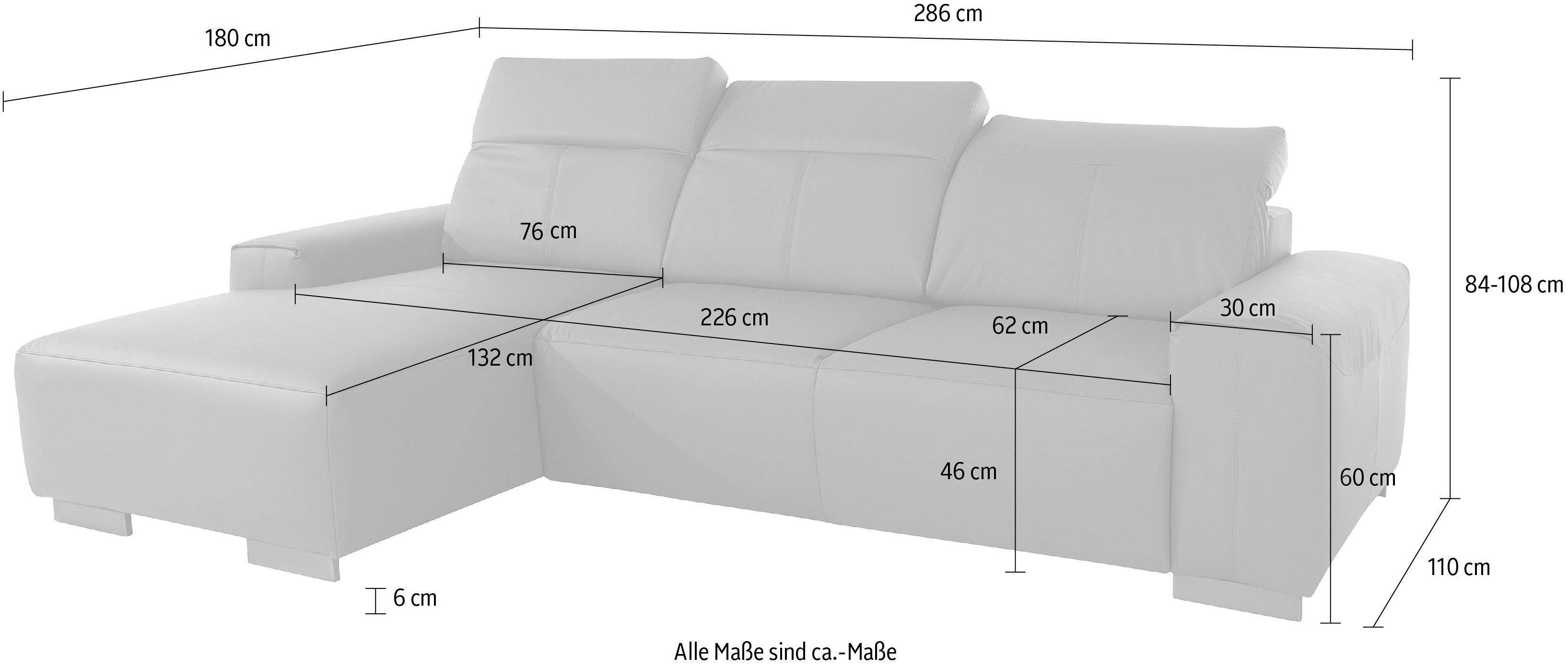 COTTA Catania, Kopfteilverstellung Sofa mit