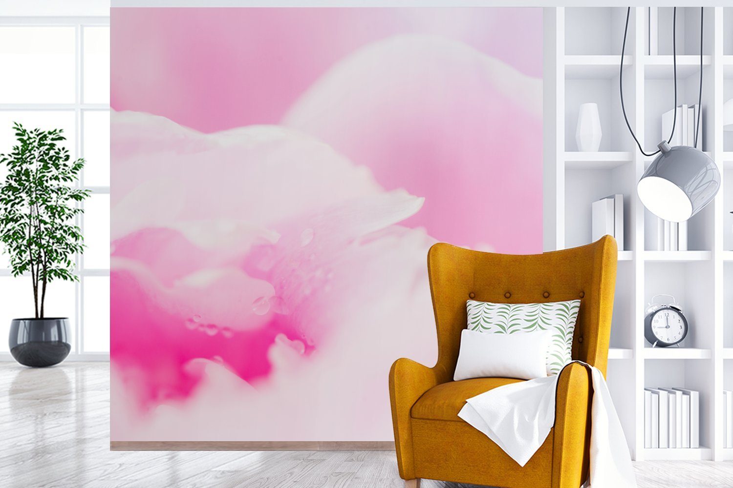 Tapete der St), Schlafzimmer, MuchoWow rosa Wandtapete Nahaufnahme (5 Matt, der Wohnzimmer bedruckt, Fototapete oder Blütenblätter für Vinyl Pfingstrose,