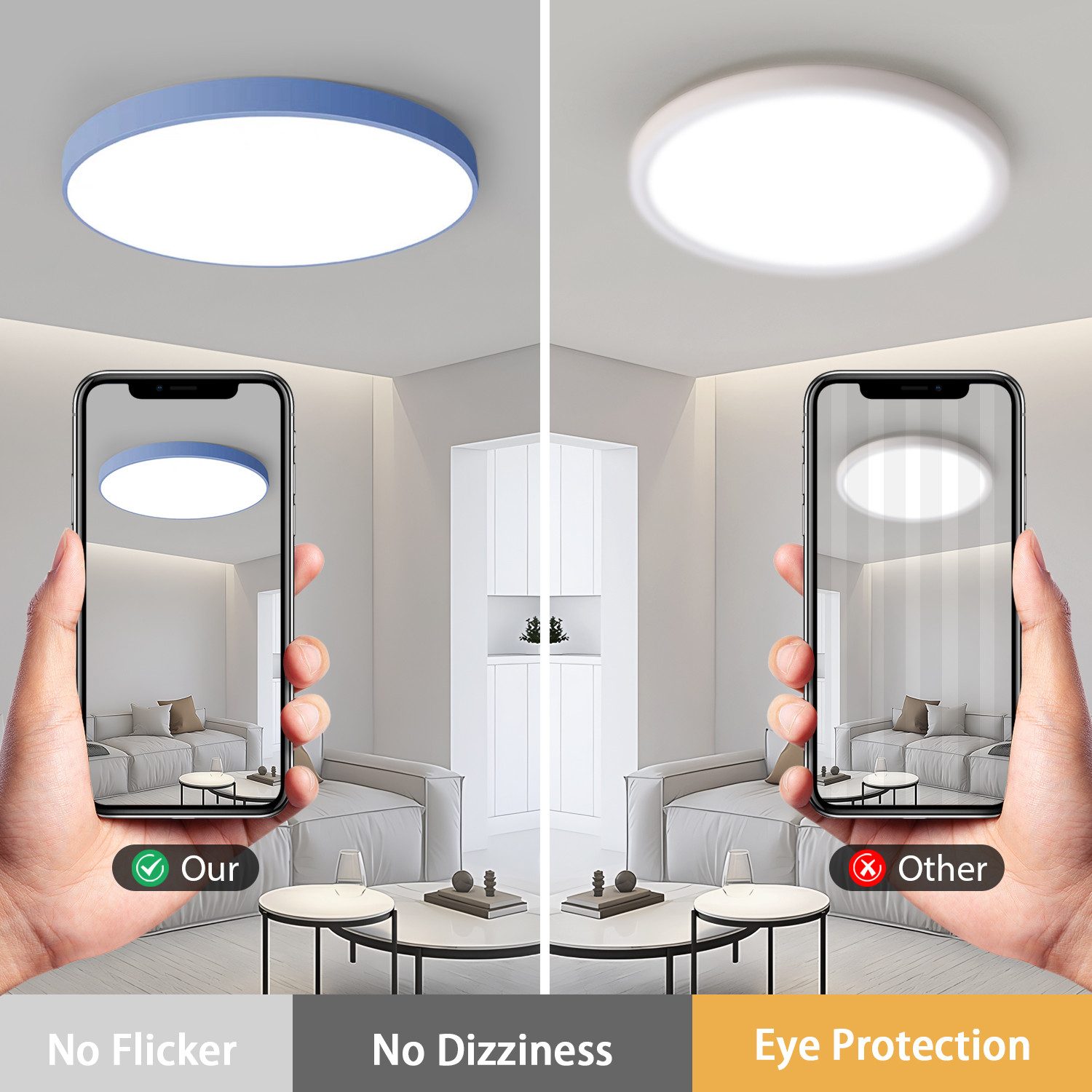 JDONG LED Deckenleuchte 36W Rund Flach Rosa/Grau/Blau Deckenlampe Durchmess günstig online kaufen