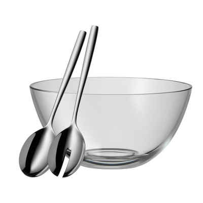 WMF Salatbesteck Taverno (2-tlg., 1x Glasschüssel (23,5 cm, Höhe 11 cm) 1x Salatbesteck (Länge 25 cm)