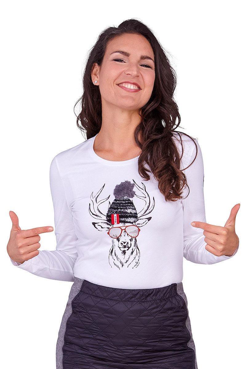 Almgwand Trachtenshirt Longsleeve Damen - SCHARECKALM - weiß