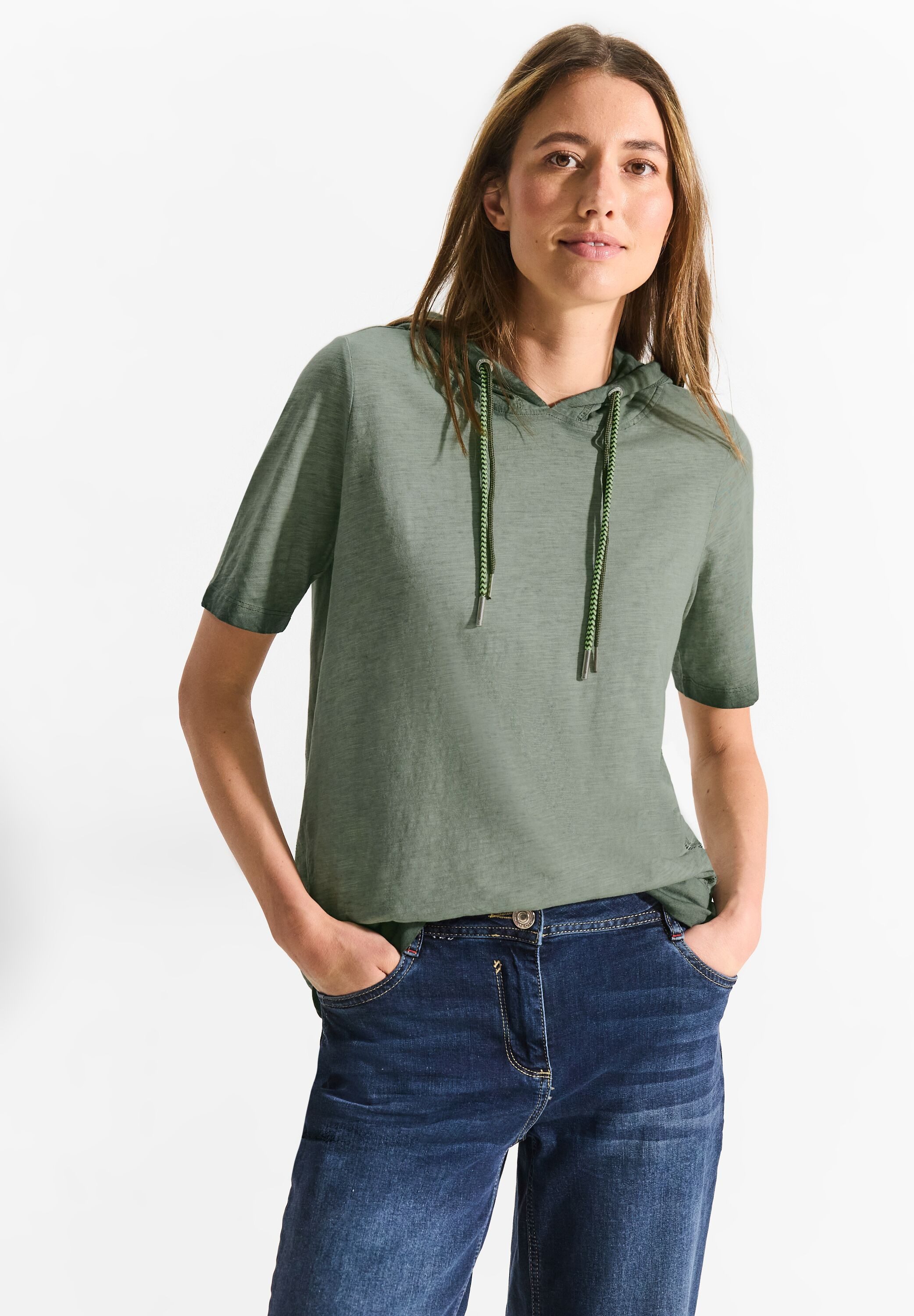 CECIL Kapuzenshirt in Melange Optik