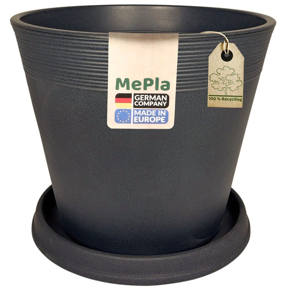 Heimwerkercenter Blumentopf MePla - Pflanzkübel Locarno ø33 + Untersetzer Roma ø30 - anthrazit