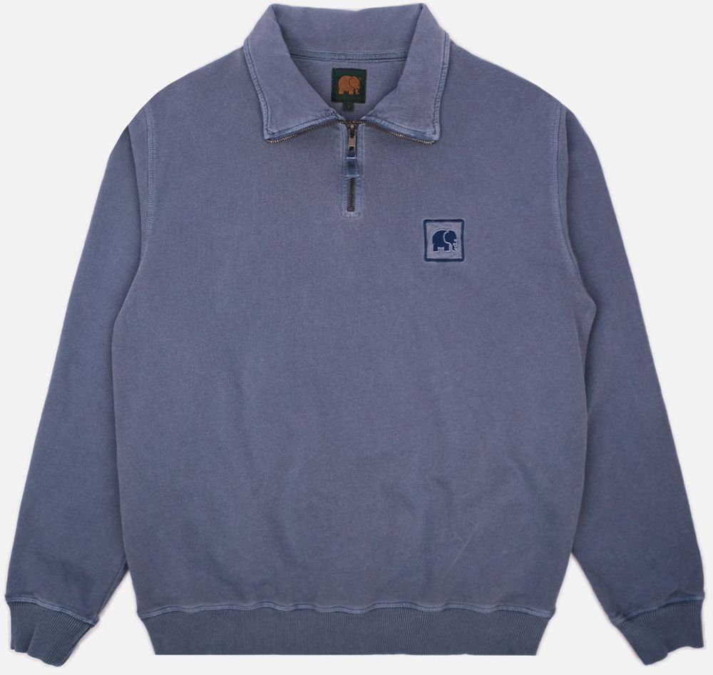 Trendsplant Rundhalspullover Sauce Loopback Pigment Dyed Quarter Zip Sweater Faded Navy