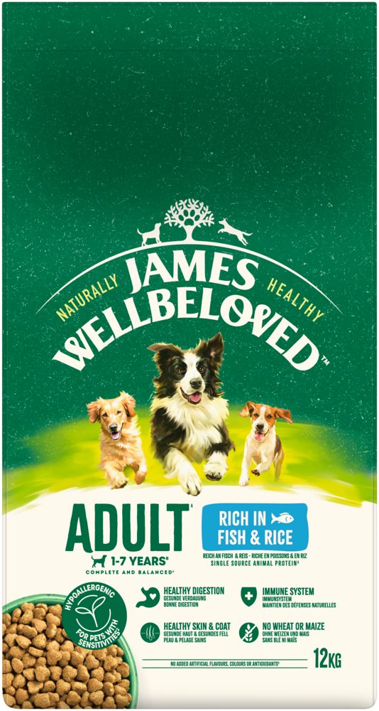James Wellbeloved JAMES WELLBELOVED™ Hund Fisch & Reis 12kg, Trockenfutter für: Hunde