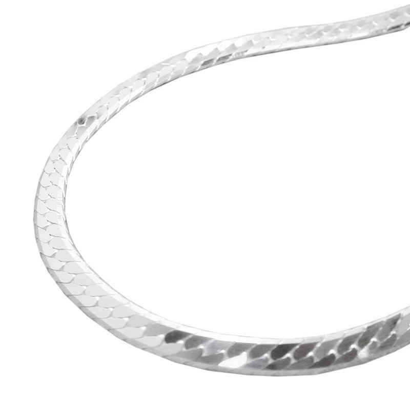 unbespielt Silberkette Halskette 3 mm Panzerkette flach 925 Silber 42 cm inkl. Schmuckbox, Silberschmuck für Damen